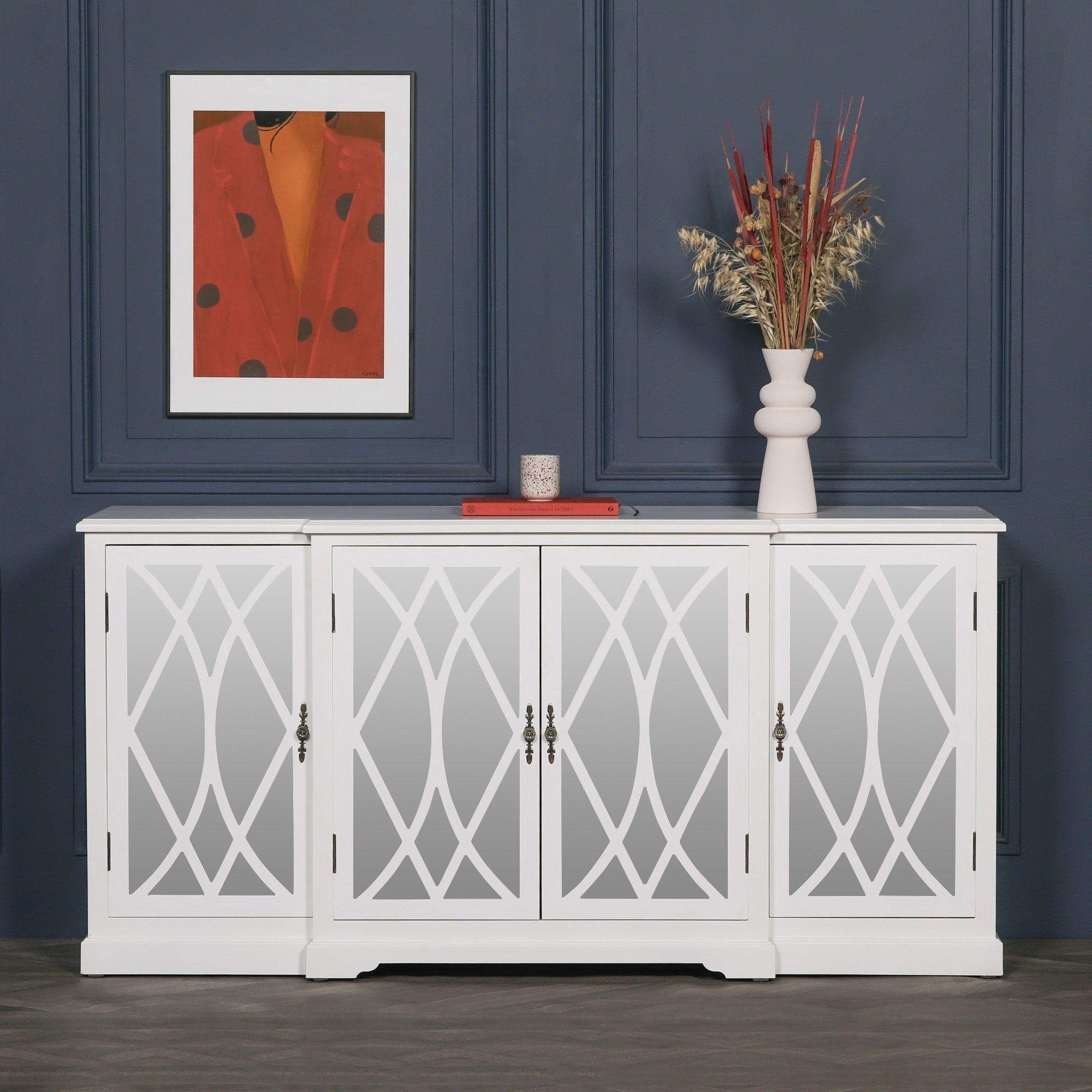 Darla Breakfront White Mirror Front Sideboard