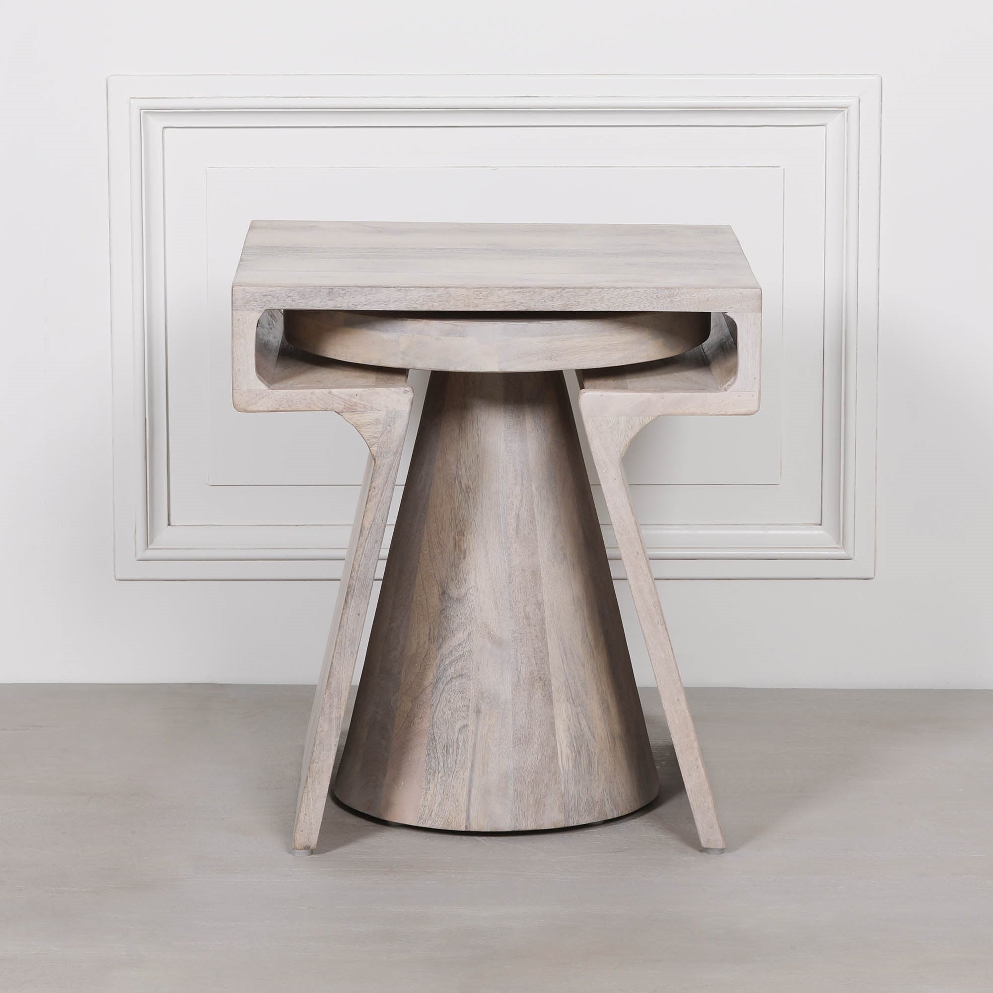 Jigsaw Blanchie Wooden Nesting Side Occasional Table Pair