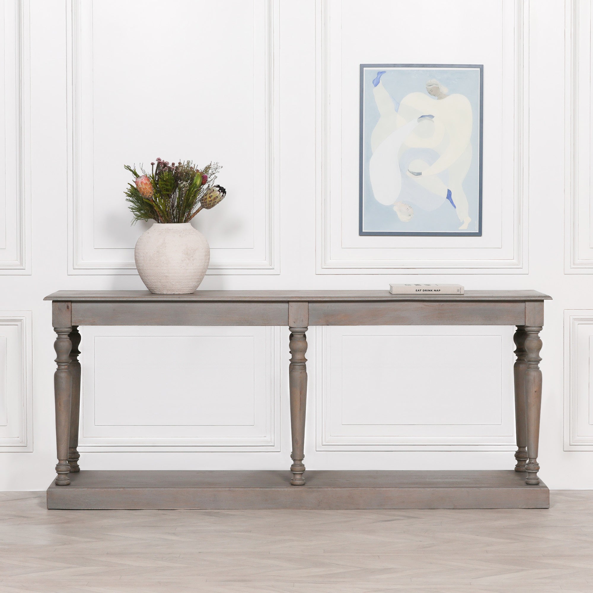 Sutton RUSTIC WOODEN COLUMN LEG CONSOLE 201cm