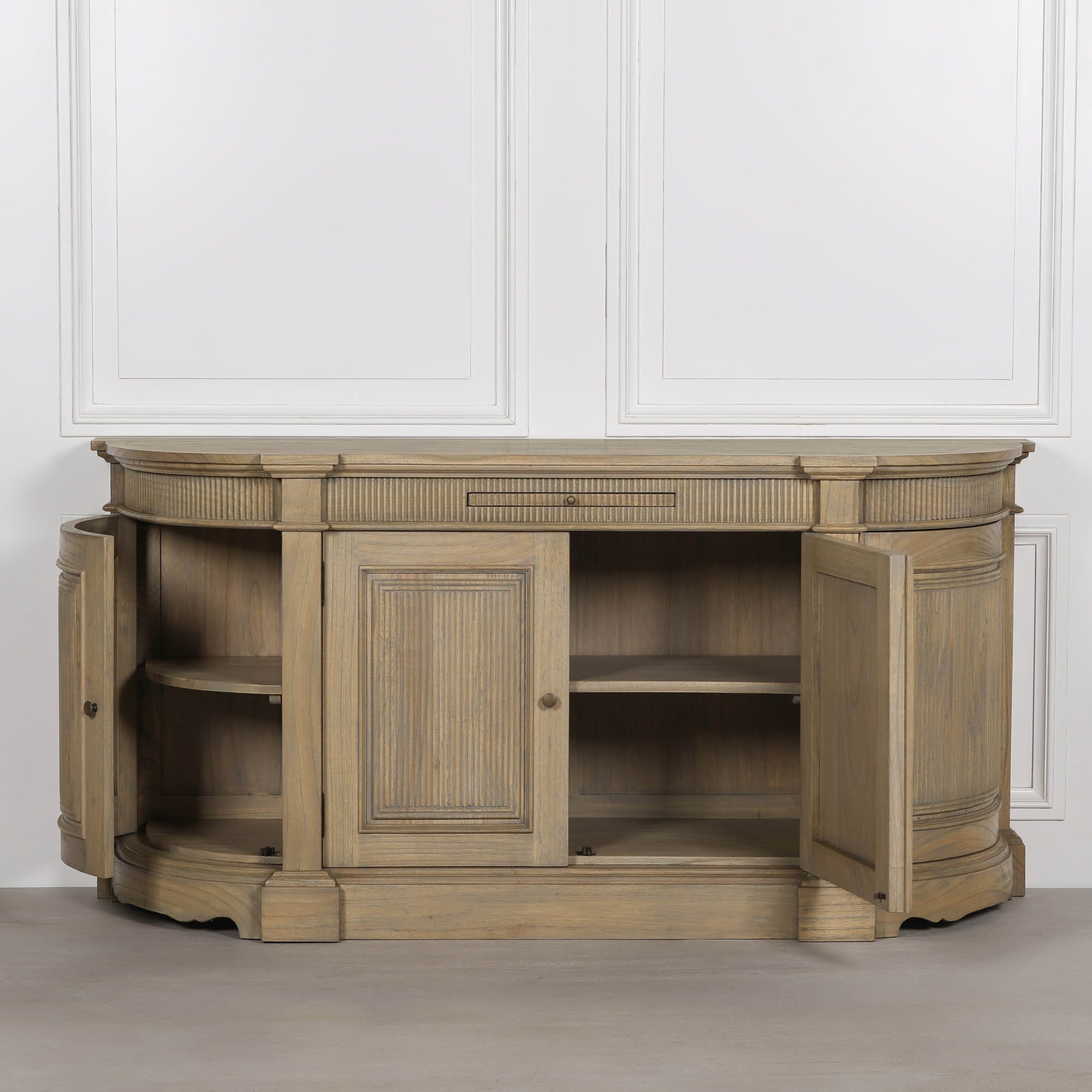 Rustic Wooden Fluted Buffet Sideboard