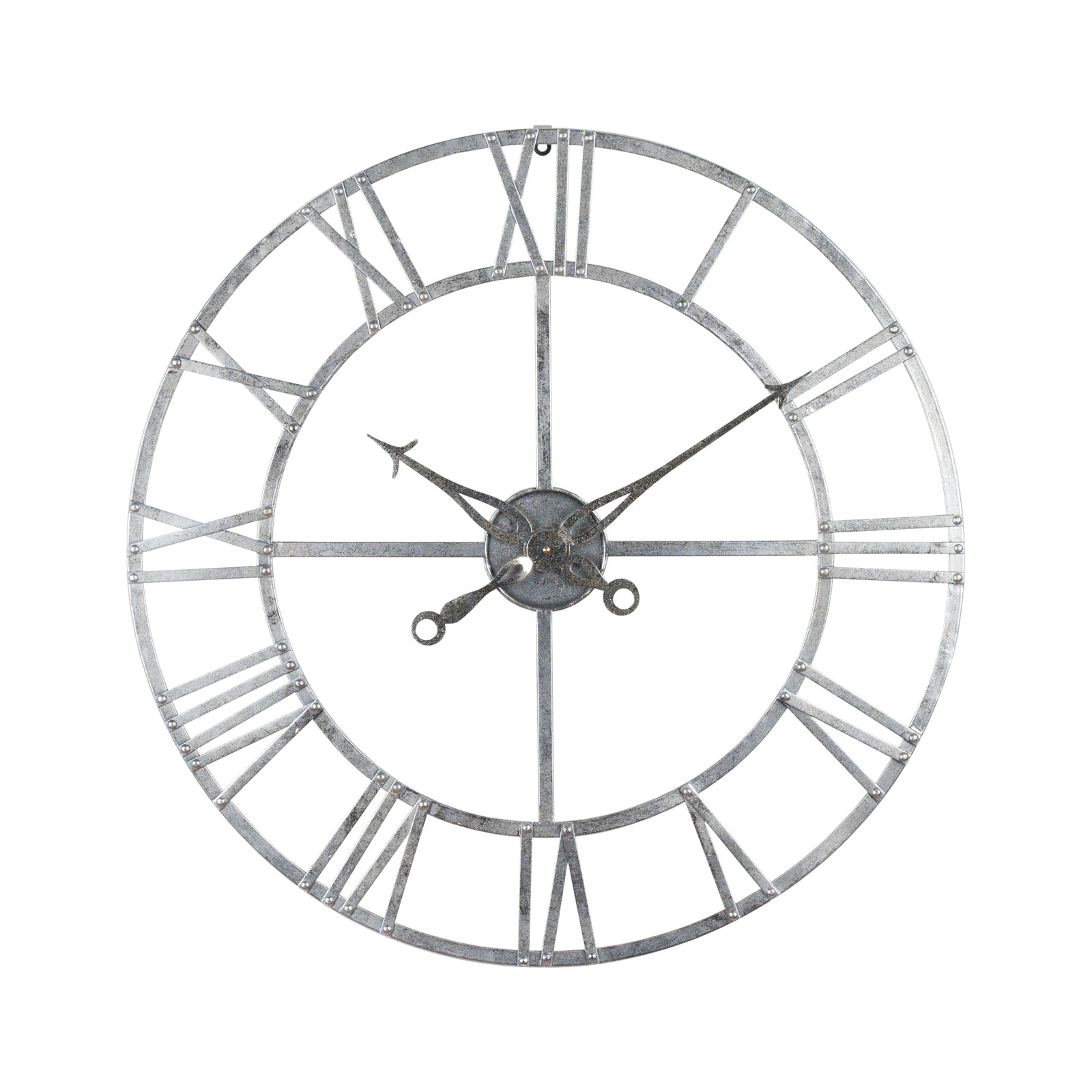 82cm Round Large Antique Silver Metal Skeleton Style Wall Clock with