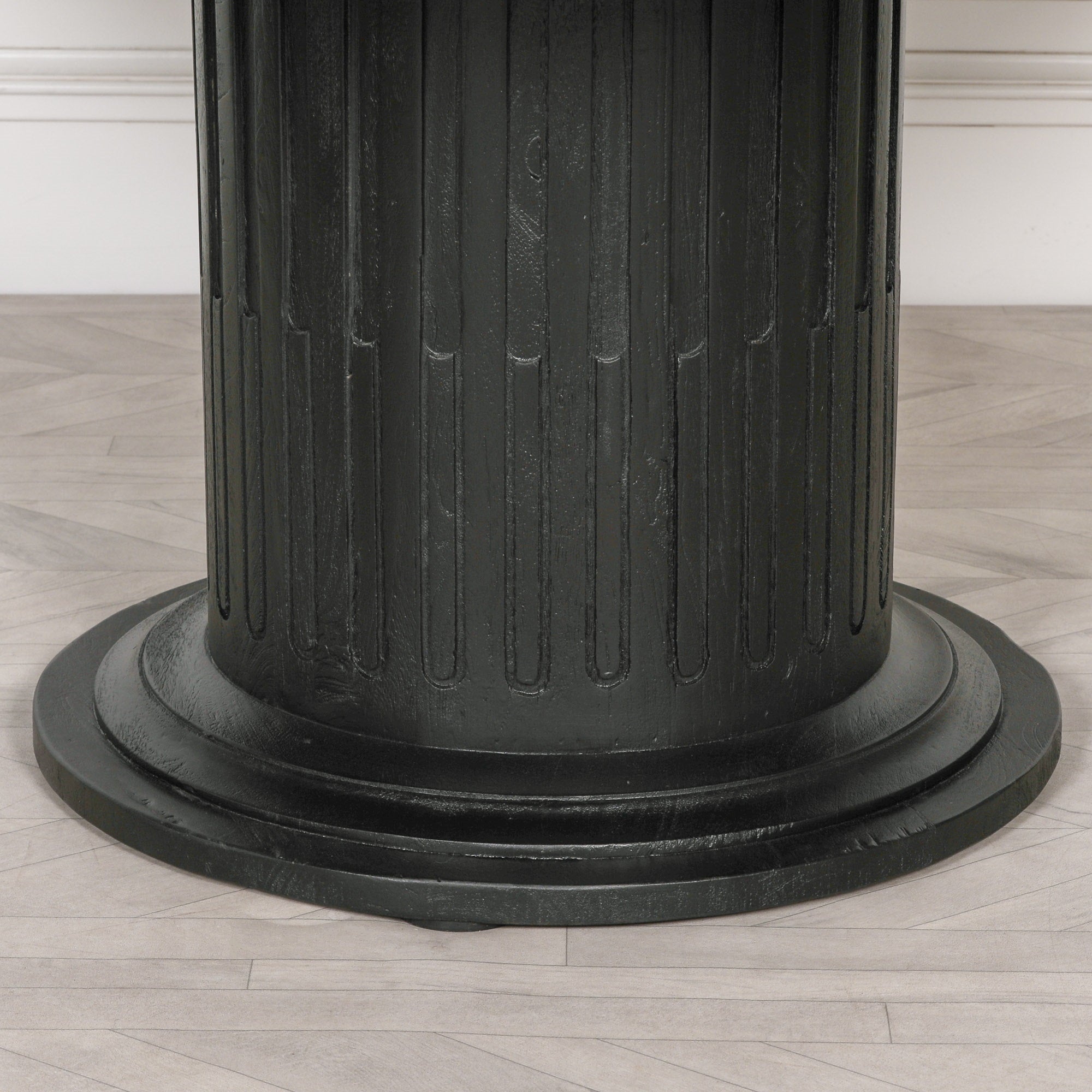 Hawkshead Black Wooden Round Column 4 Seater Dining Table 150cm