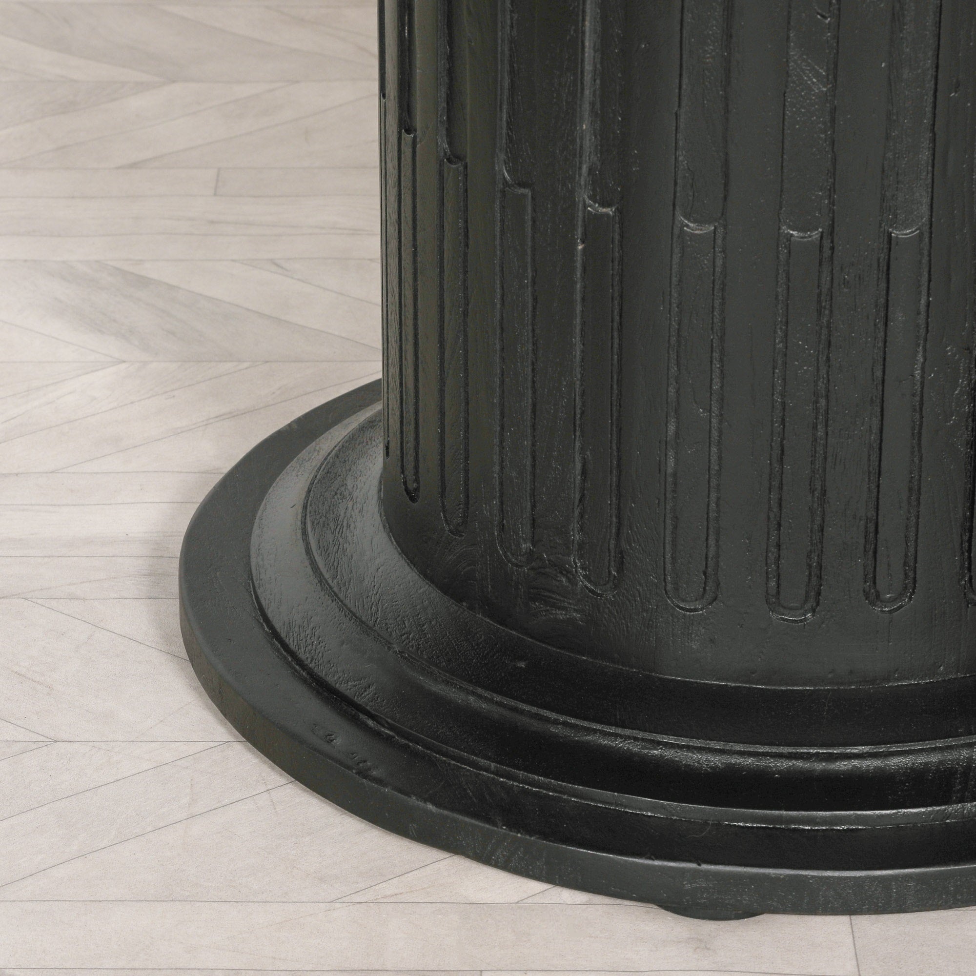 Hawkshead Black Wooden Round Column 4 Seater Dining Table 150cm