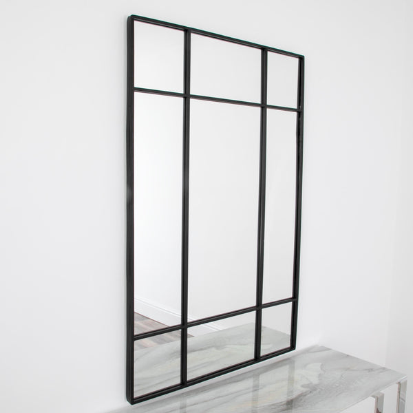Black Modern Pane Mirror 120 x 80