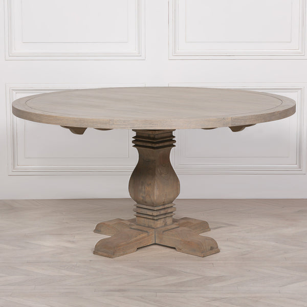 Rustic Wooden Round Pedestal Dining Table
