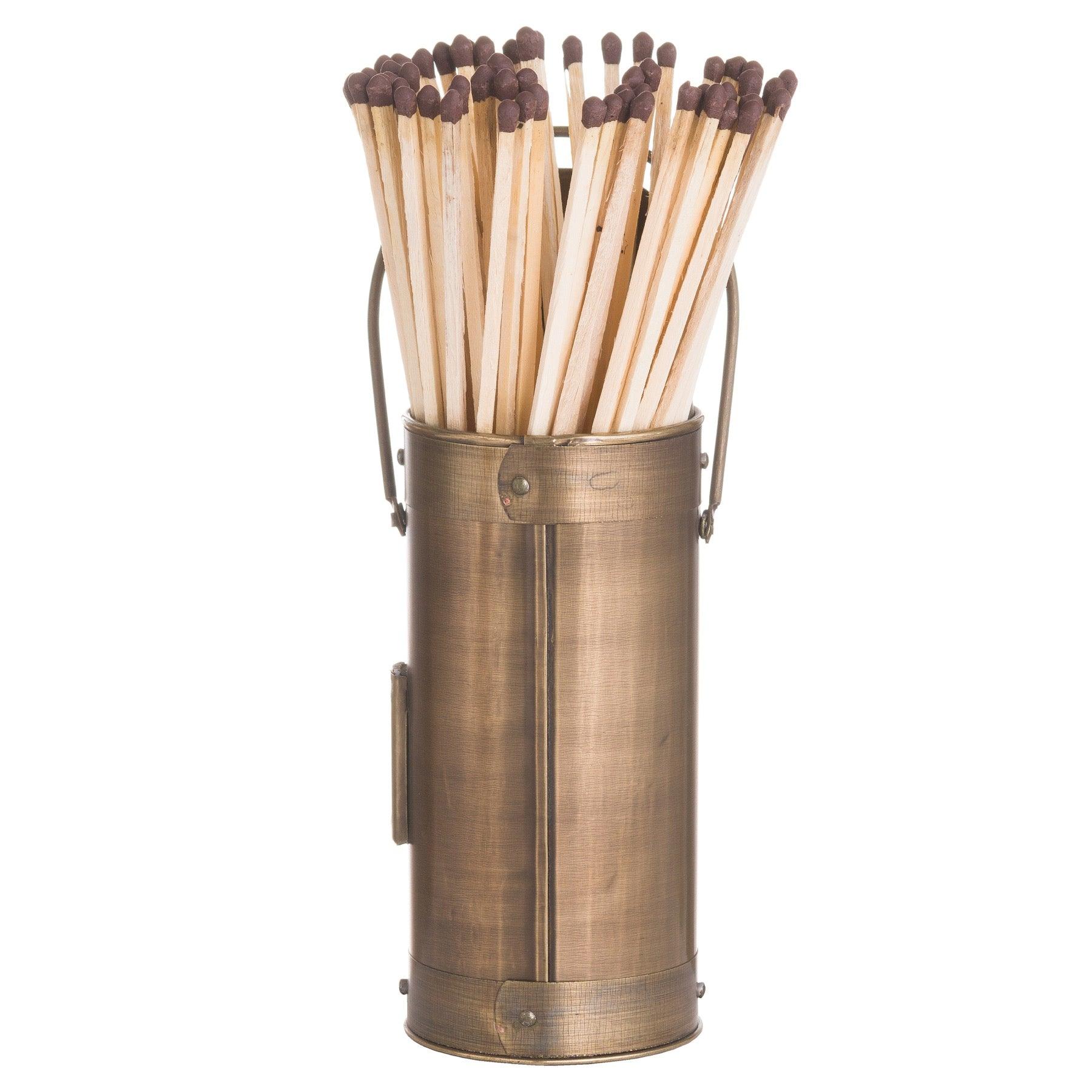 Antique Bronze Matchstick Holder With 60 Matches - House of Altair