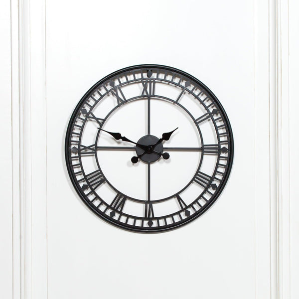 Black 55cm Metal Wall Clock - House of Altair