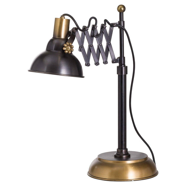 Black And Brass Adjustable Scissor Lamp - House of Altair