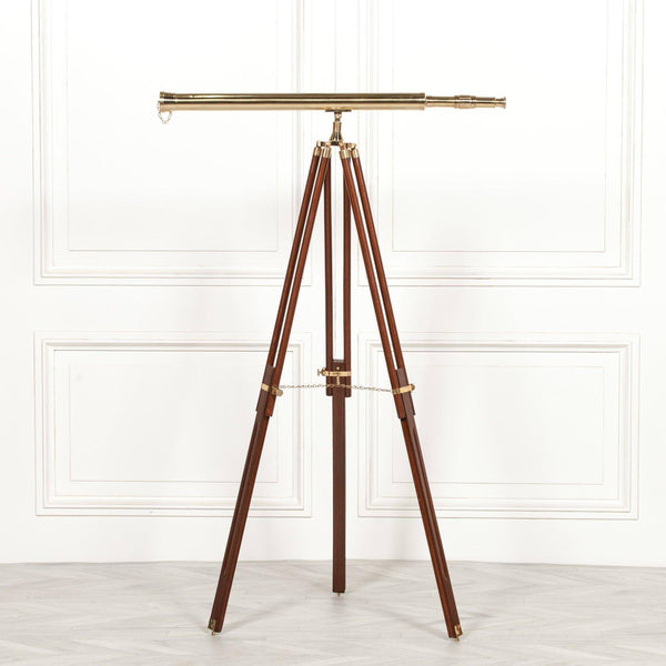 Brass Telescope on Wooden Stand - House of Altair