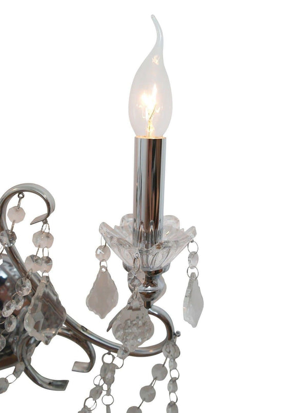 Chrome 2 Branch Cut Glass Chandelier Wall Light - House of Altair