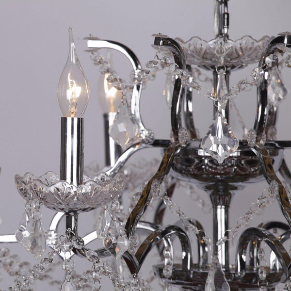 Chrome 6 Branch Shallow Cut Glass Chandelier - House of Altair