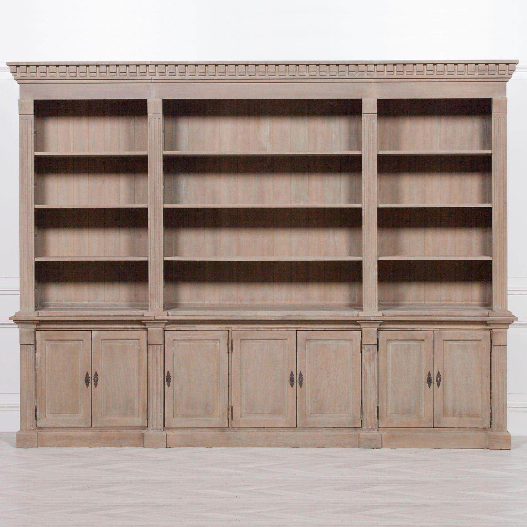 Extra Large Wooden Triple Bookcase - House of Altair