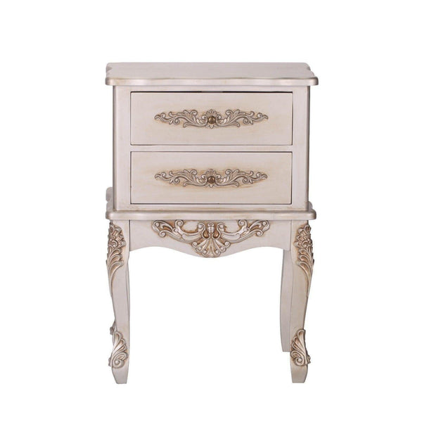 French Antique Silver 2 Drawer Bedside - House of Altair