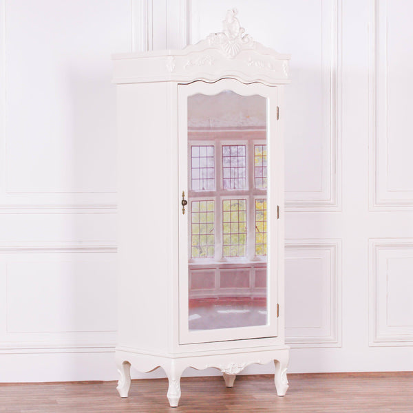 French Cream Single Door Armoire with Mirrored Door - House of Altair