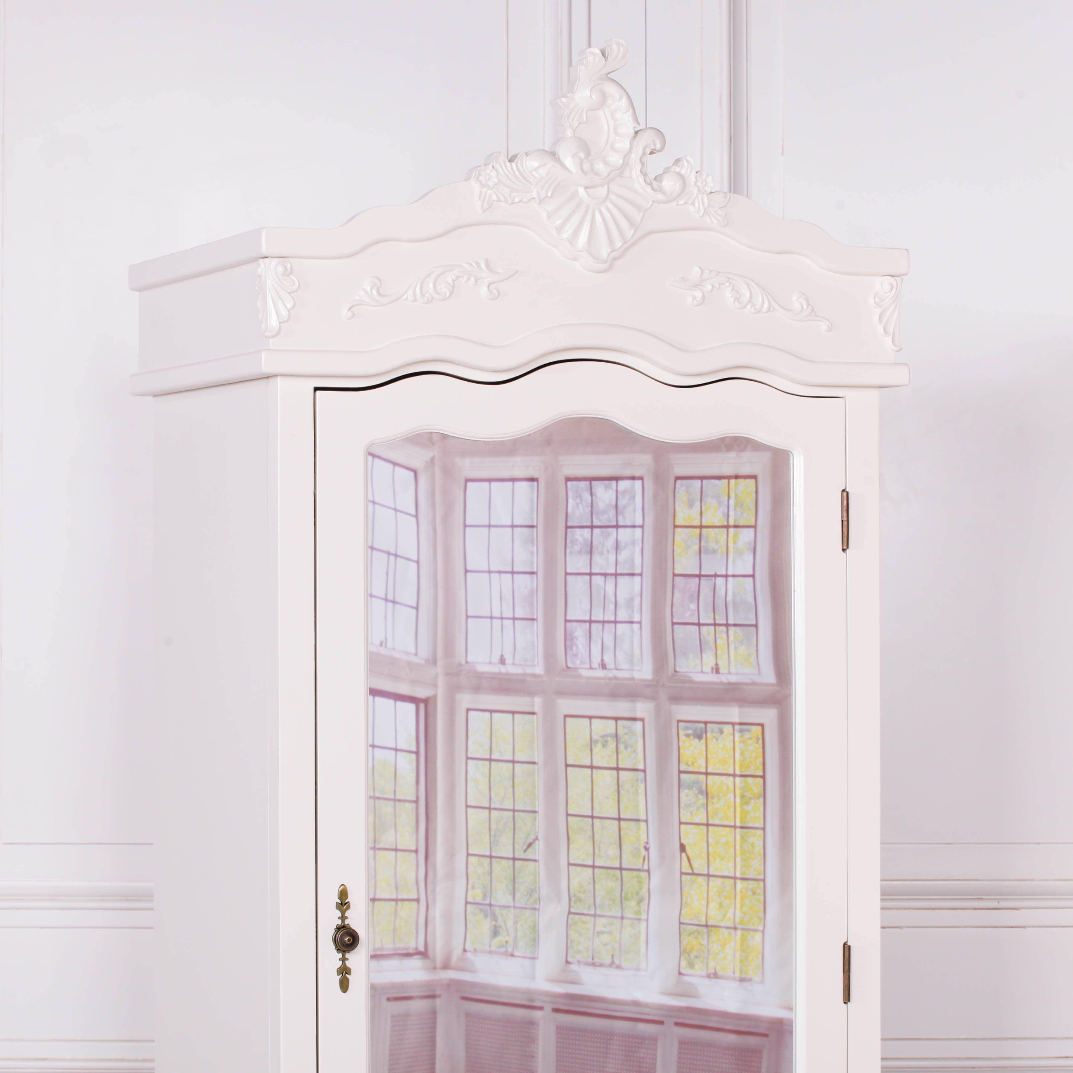 French Cream Single Door Armoire with Mirrored Door - House of Altair