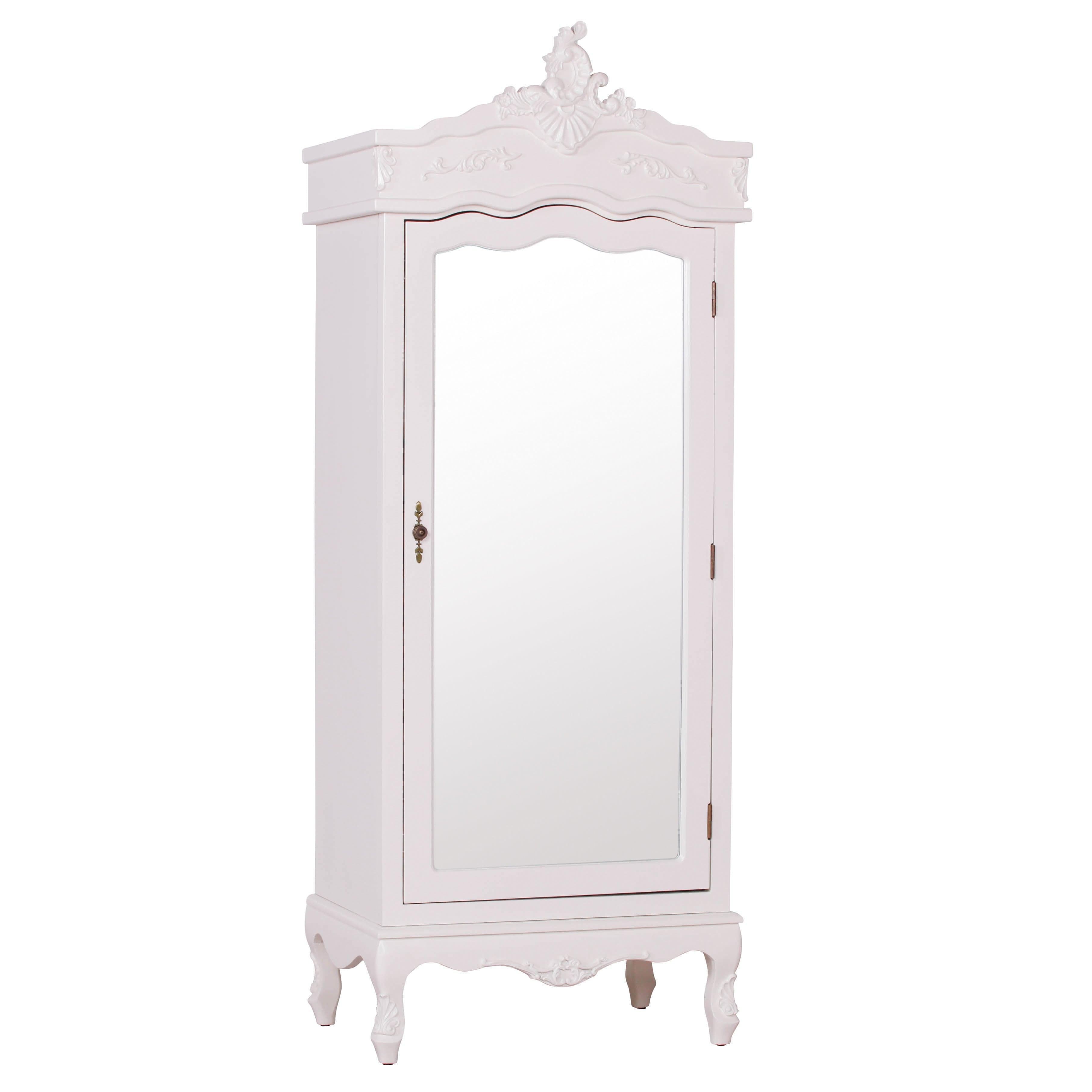 French Cream Single Door Armoire with Mirrored Door - House of Altair