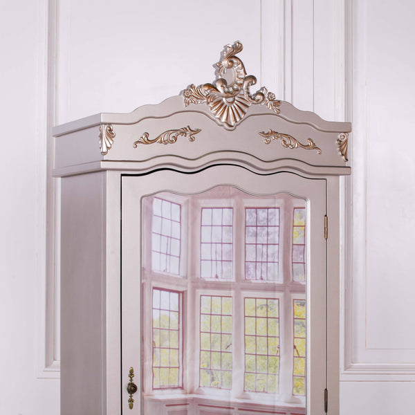 French Silver Single Door Armoire with Mirrored Door - House of Altair