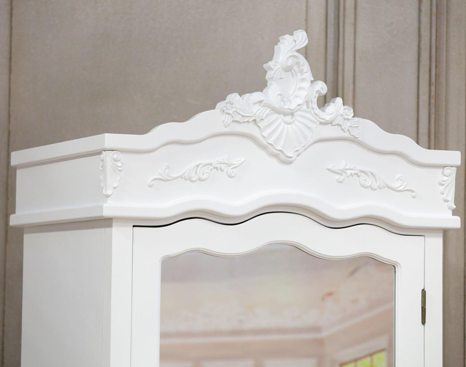 French White Single Door Armoire with Mirrored Door - House of Altair