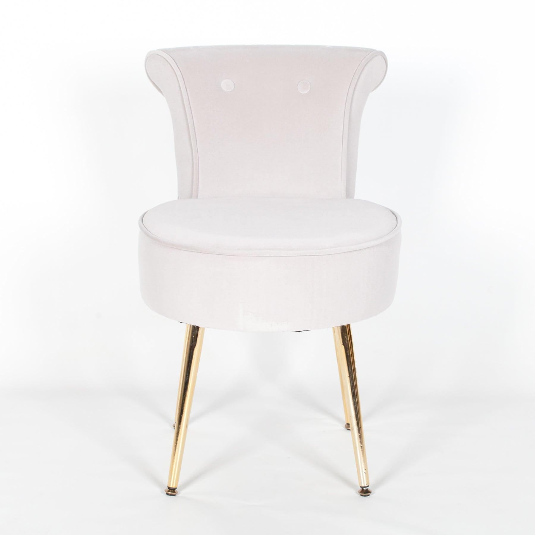 Grey Stool / Bedroom Chair with Gold Legs - House of Altair