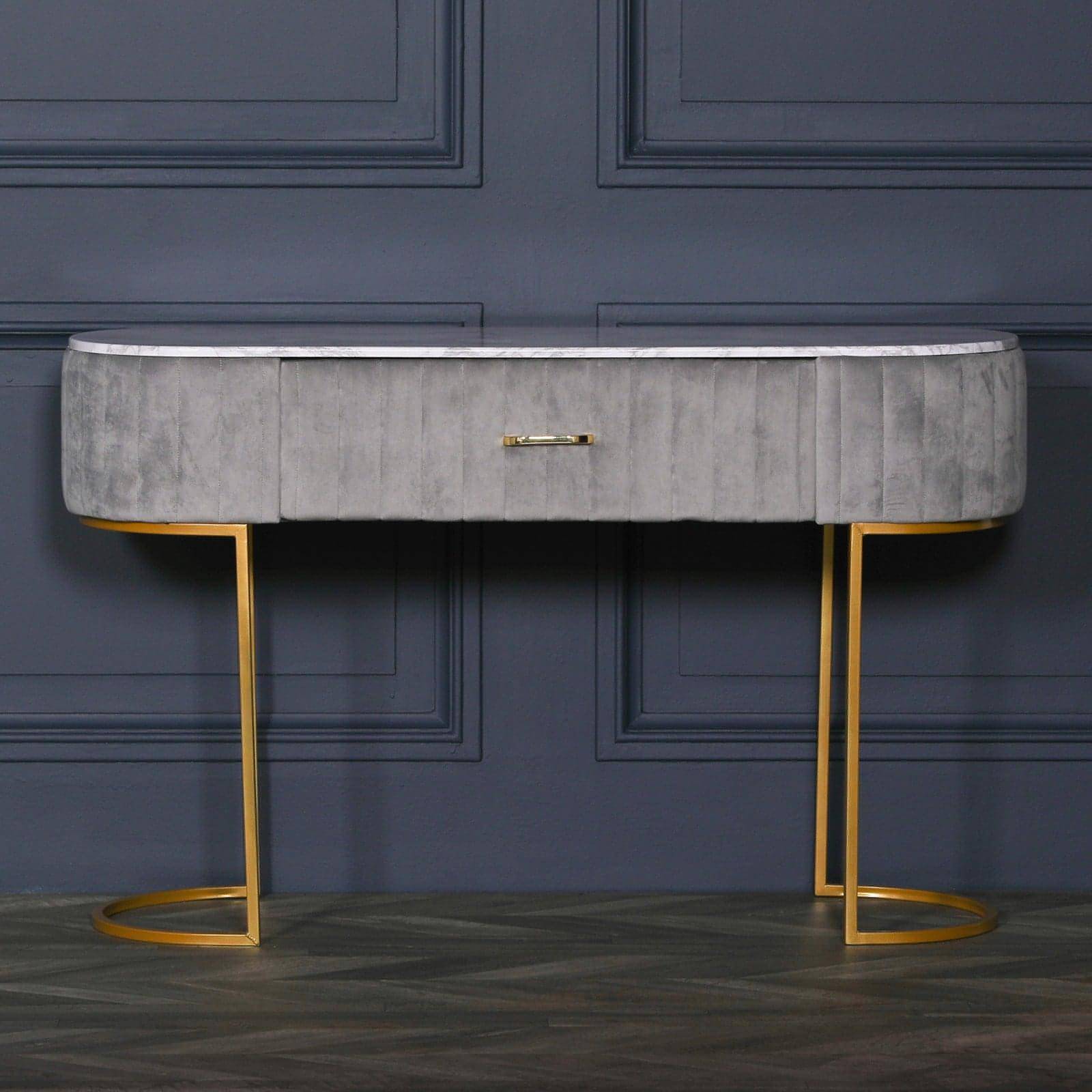 Grey Upholstered Dressing Table - House of Altair
