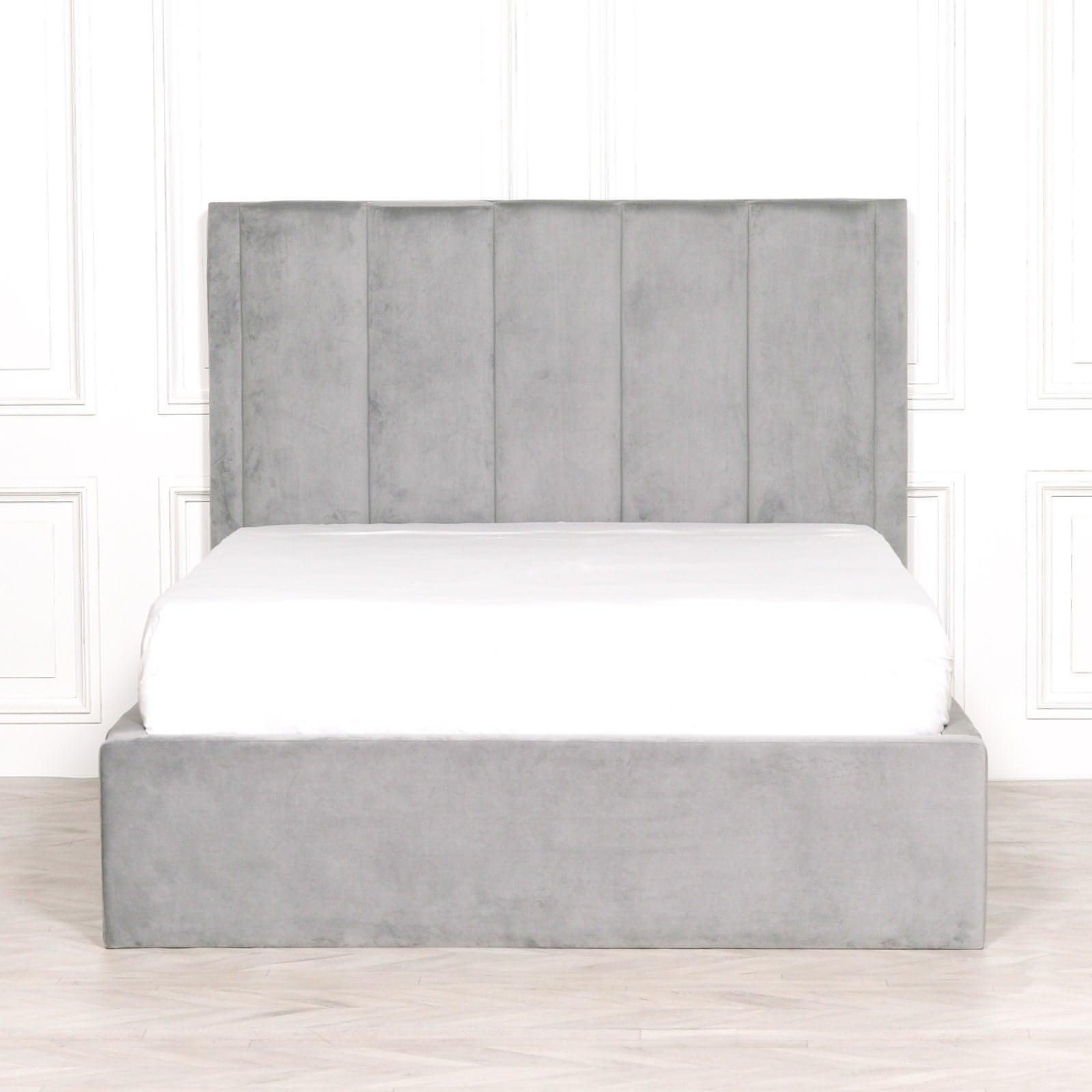 Grey Velvet King Size 5ft Bed - House of Altair