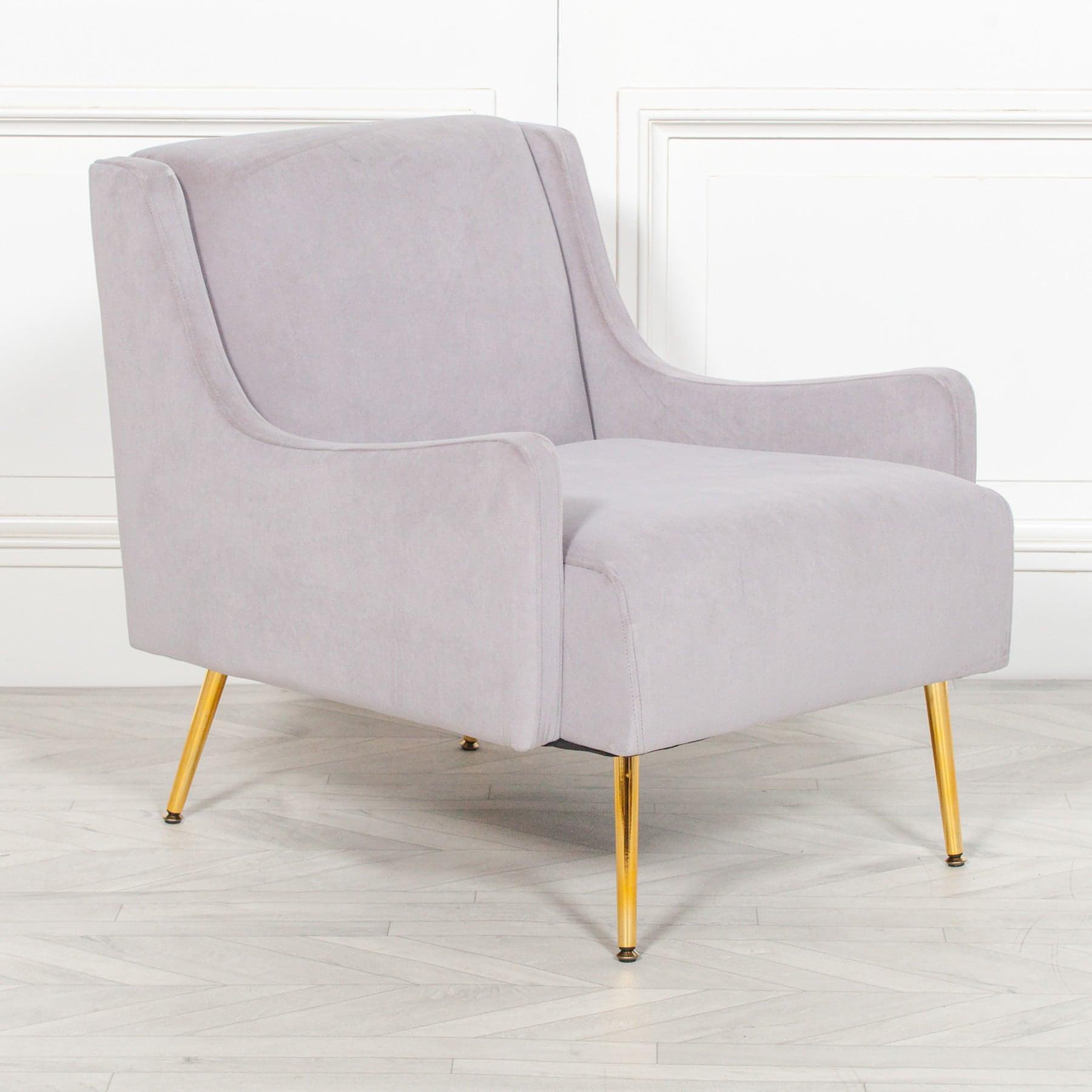 Grey Velvet Sofa Chair - House of Altair