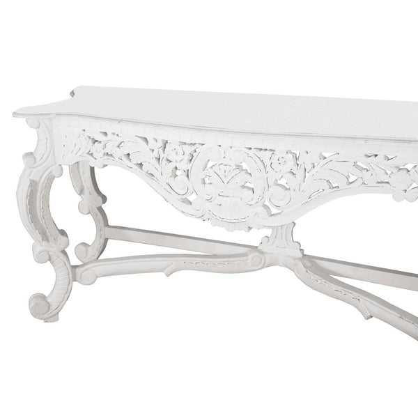 Hand Carved Louis White Large Console Table - House of Altair