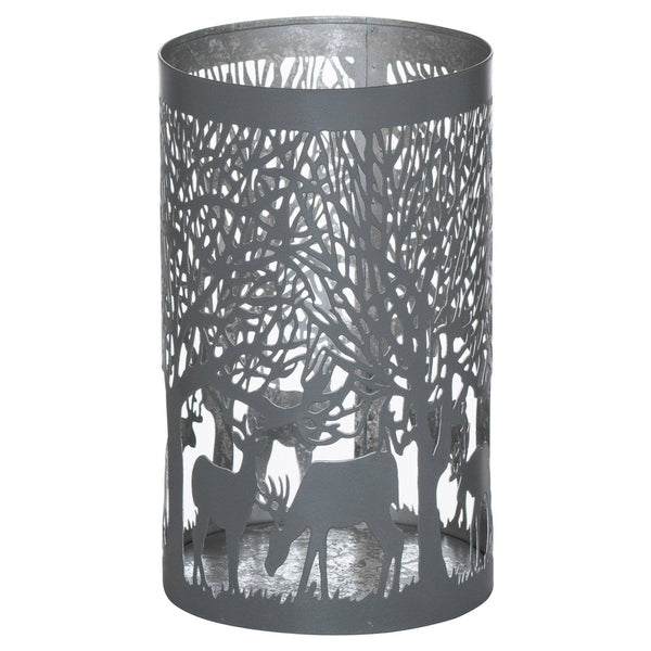 Large Silver And Grey Glowray Stag In Forest Lantern - House of Altair