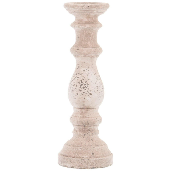 Large Stone Ceramic Column Candle Holder - House of Altair
