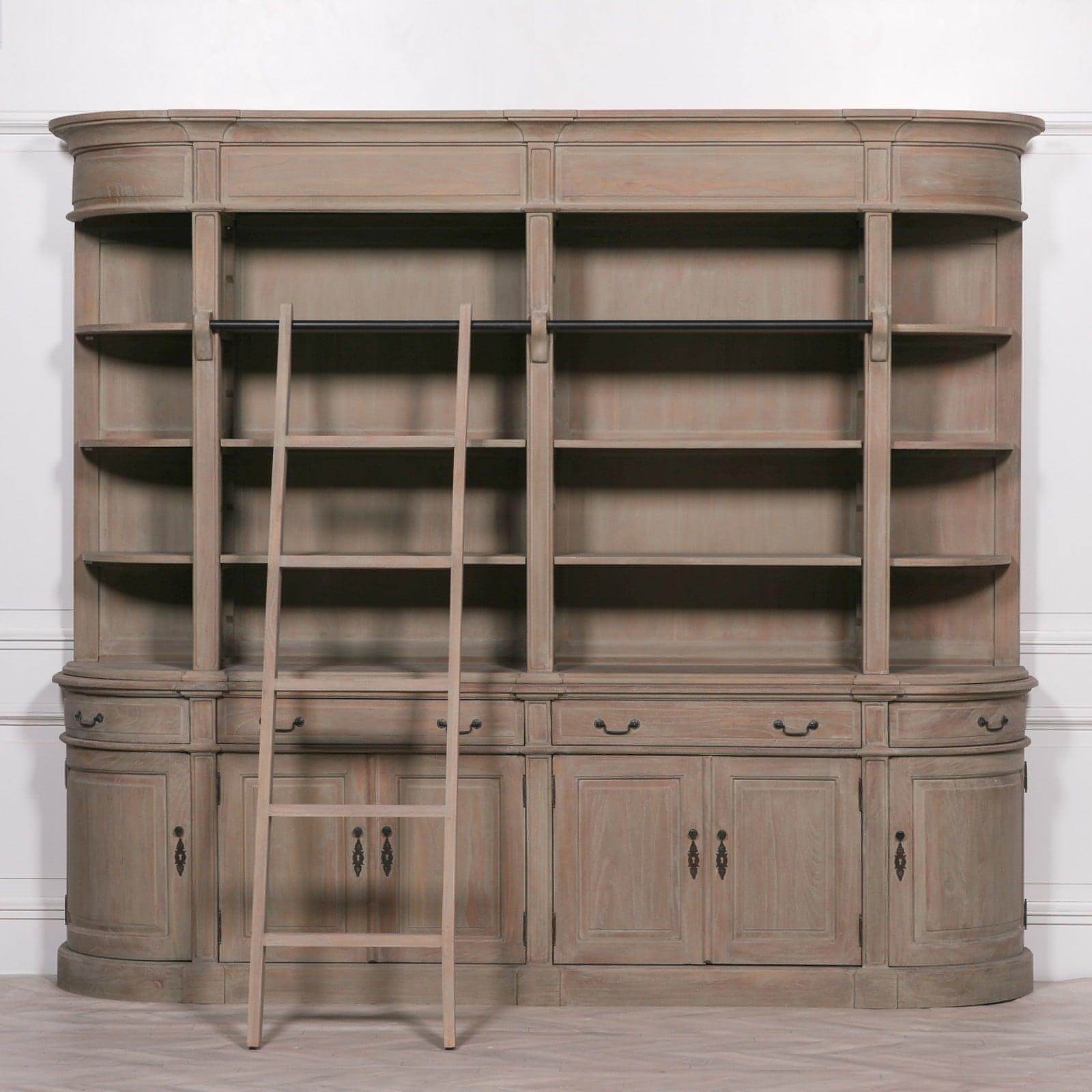 Large Wooden Bookcase with Ladder - House of Altair