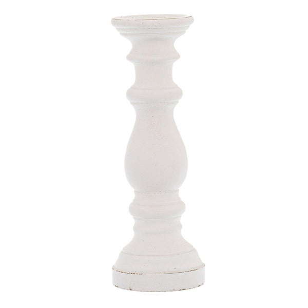 Matt White Ceramic Column Candle Holder - House of Altair