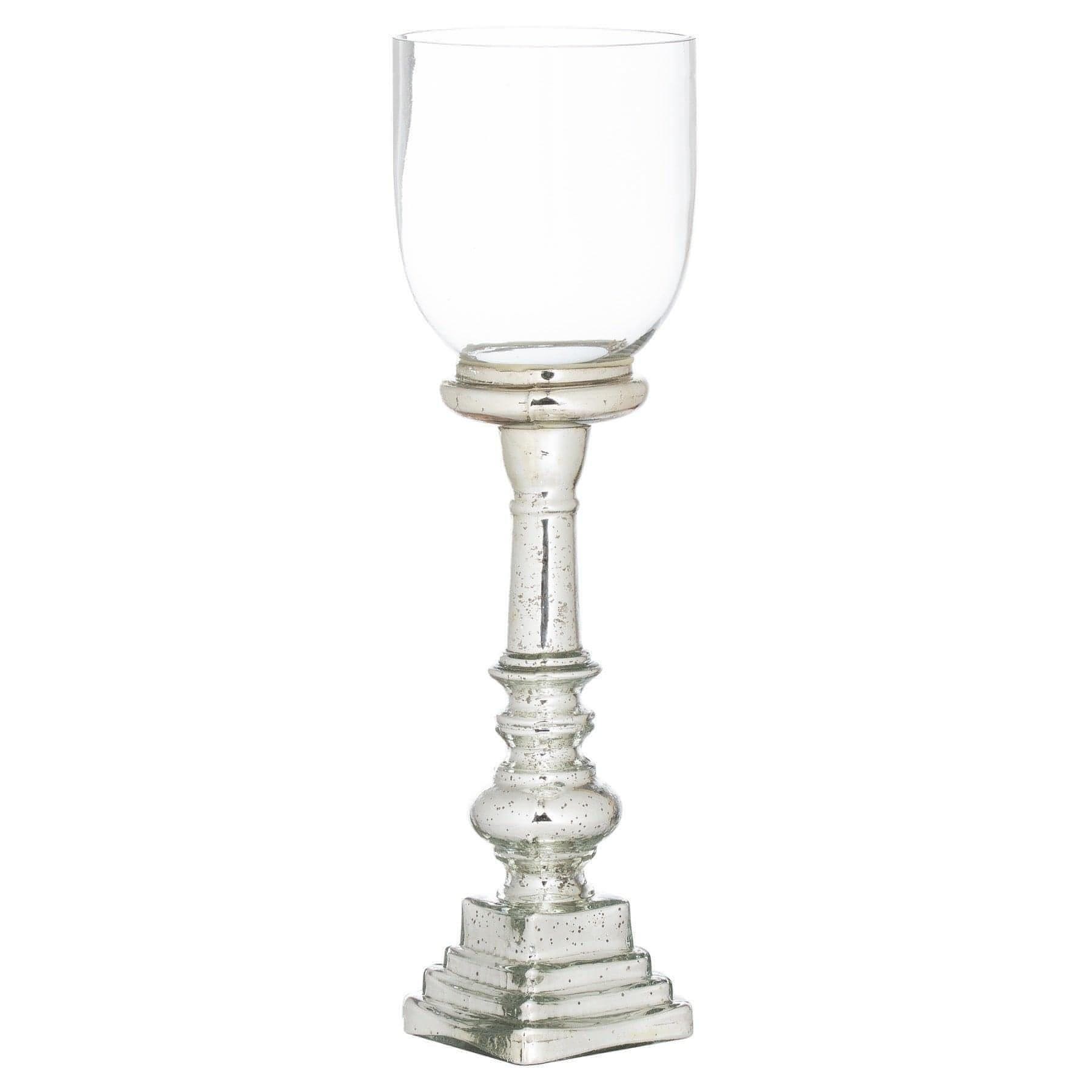 Mercury Effect Glass Top Tall Candle Pillar Holder - House of Altair