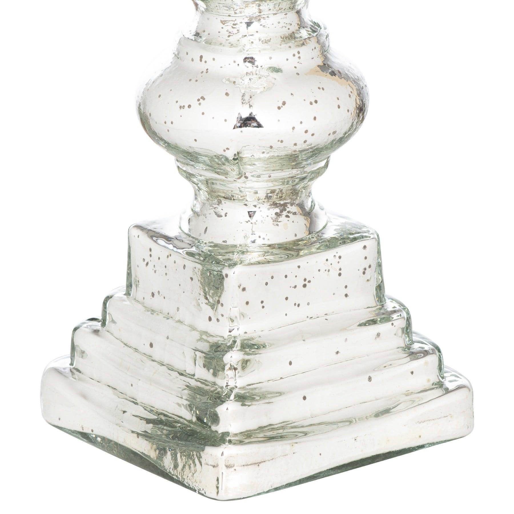 Mercury Effect Glass Top Tall Candle Pillar Holder - House of Altair