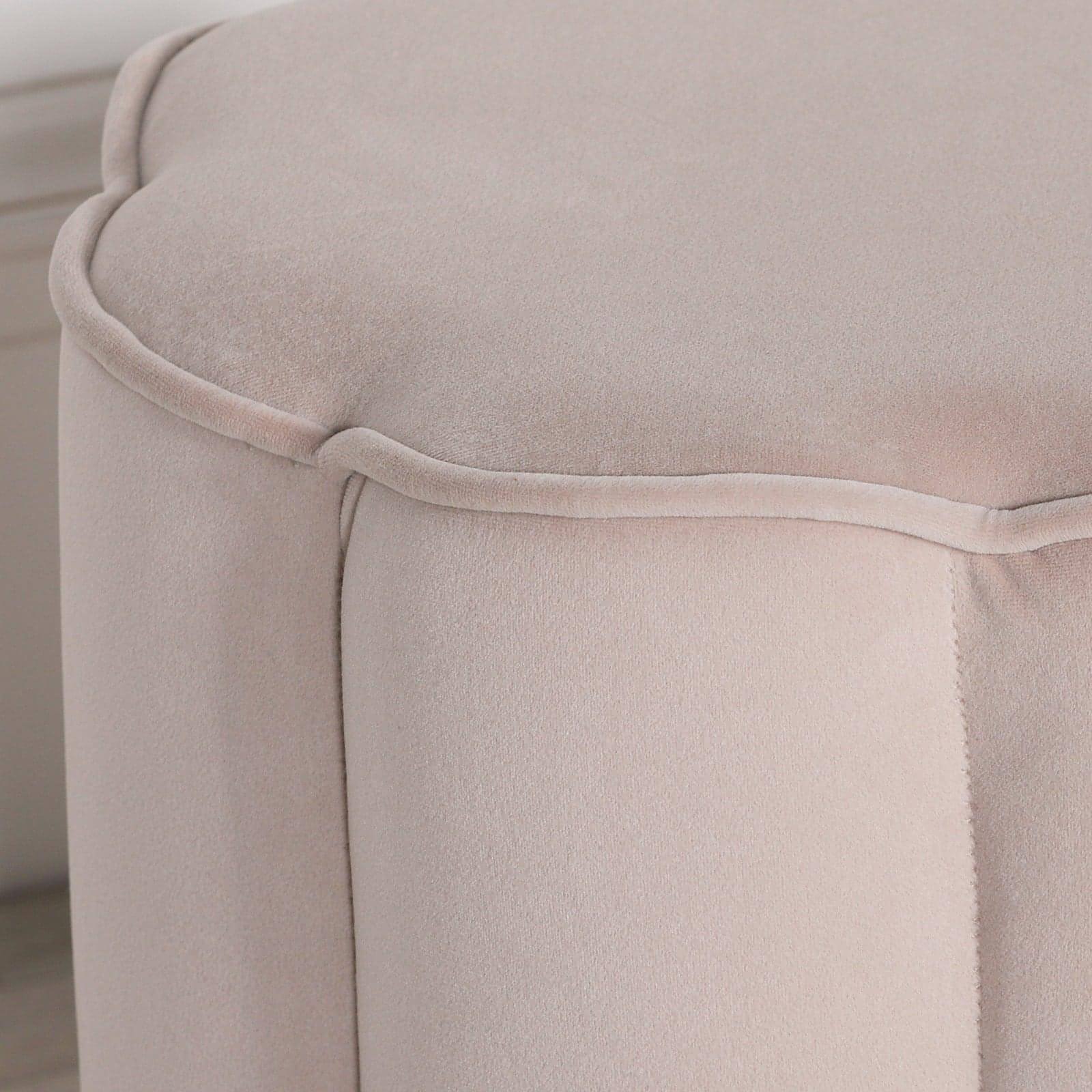 Natural Colour Velvet Round Stool - House of Altair