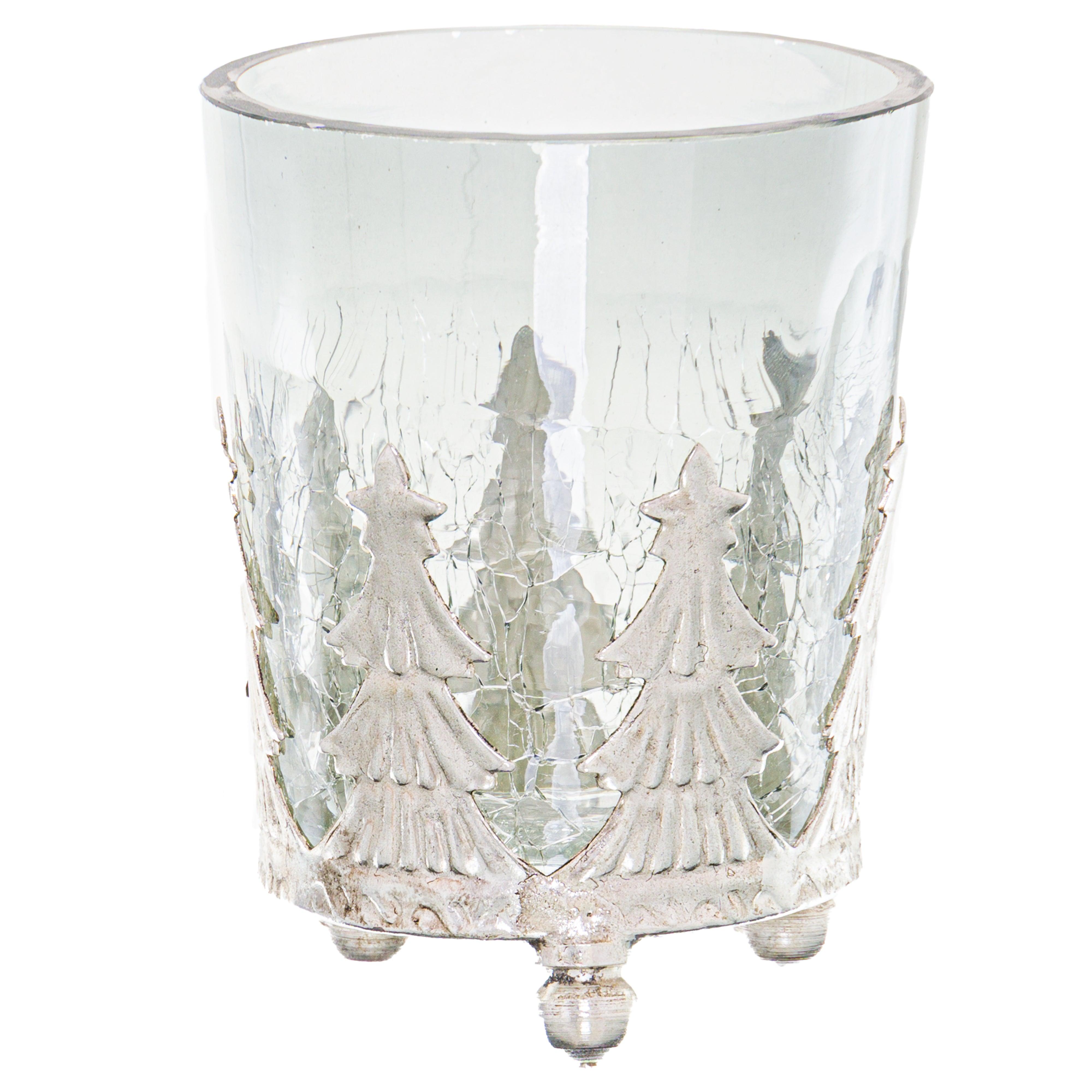 Noel Collection Small Christmas Tree Crackled Candle Holder - House of Altair