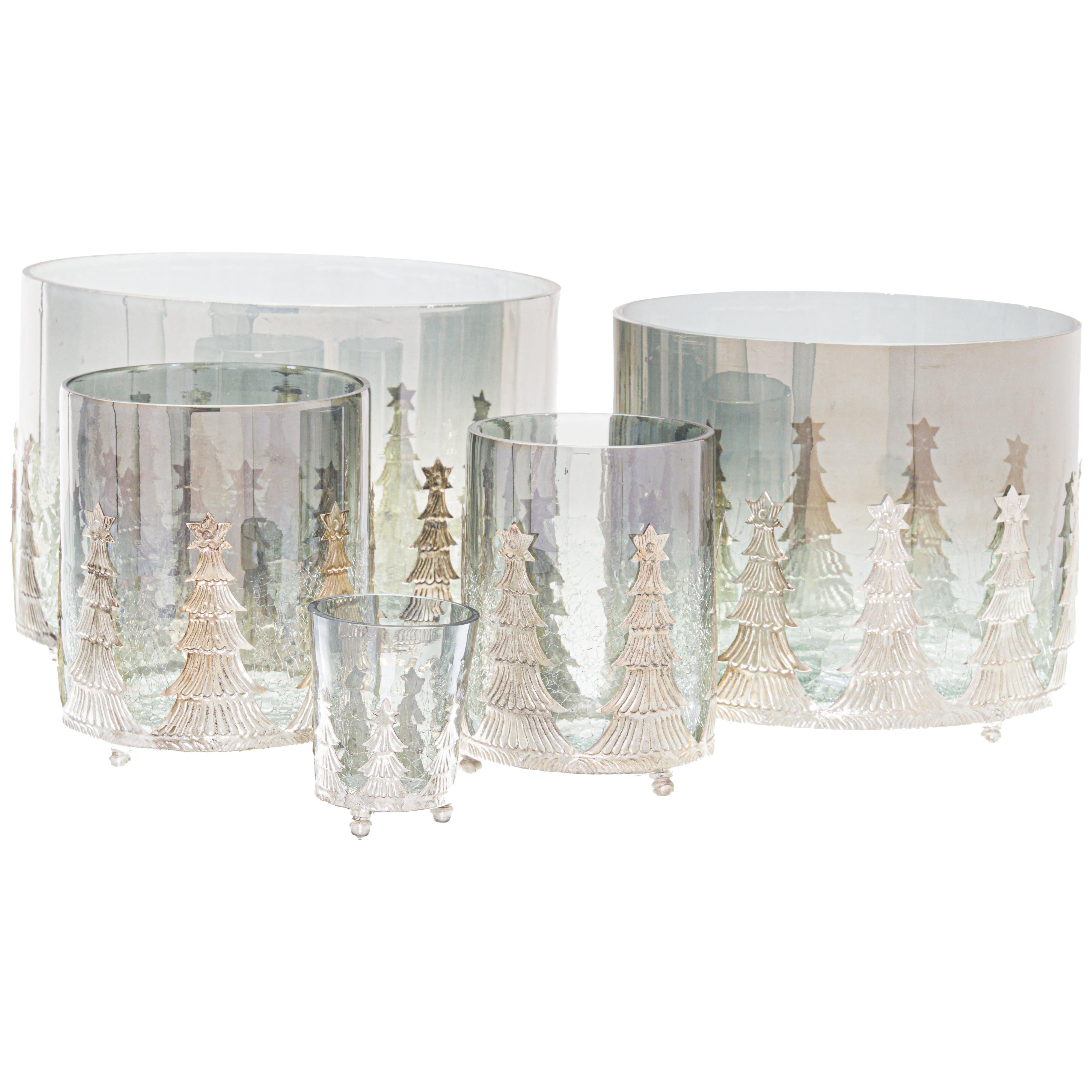 Noel Collection Small Christmas Tree Crackled Candle Holder - House of Altair