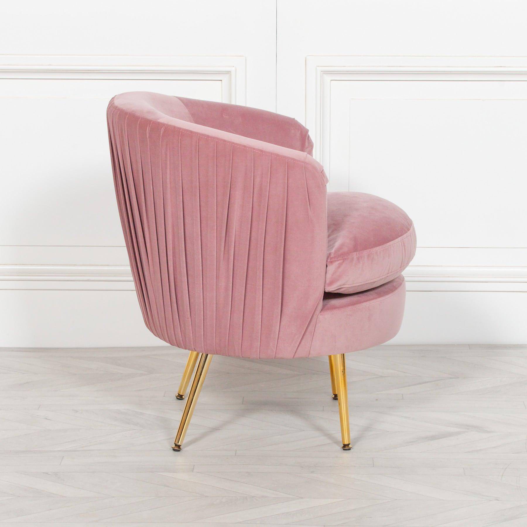 Pink Pleated Velvet Bedroom Chair - House of Altair
