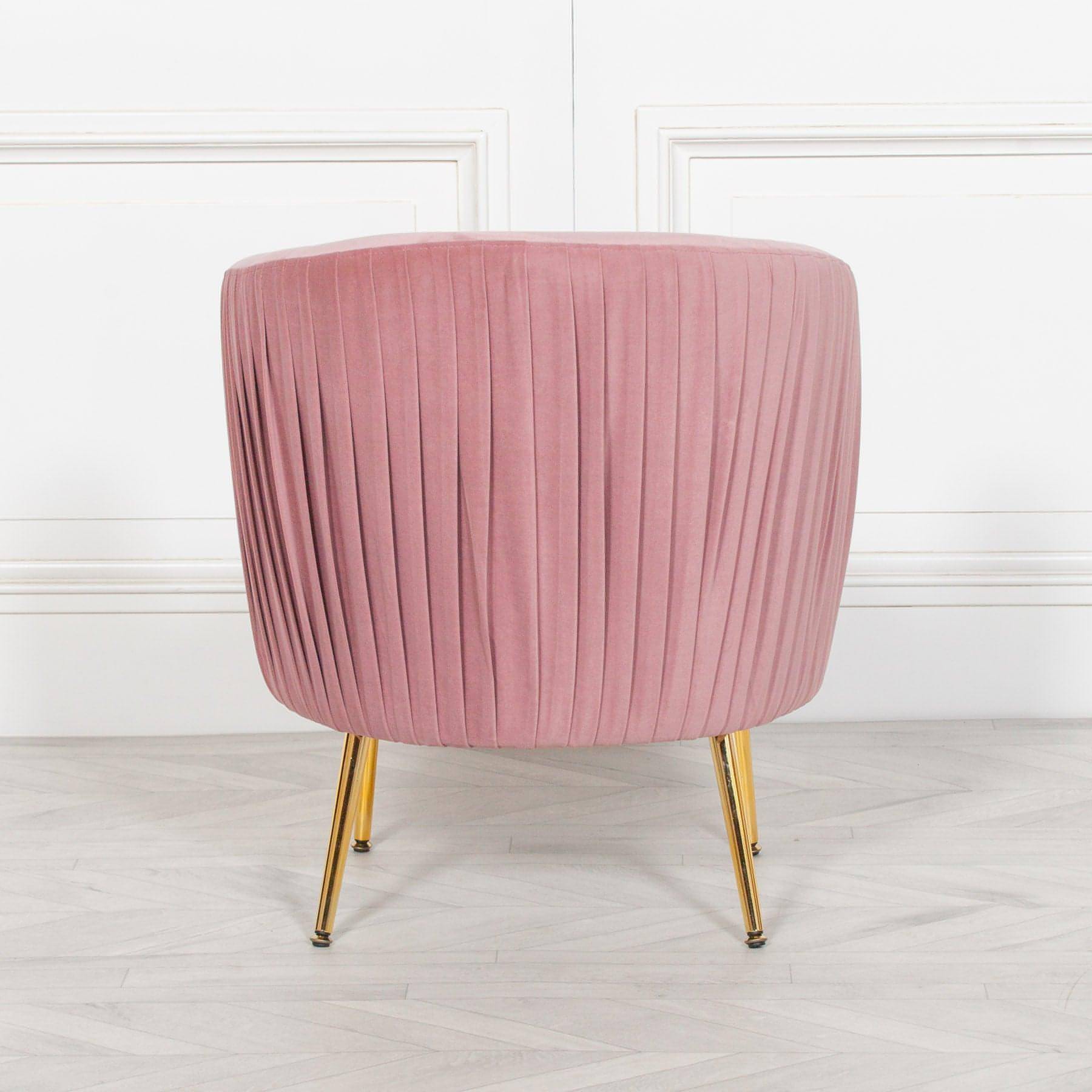 Pink Pleated Velvet Bedroom Chair - House of Altair