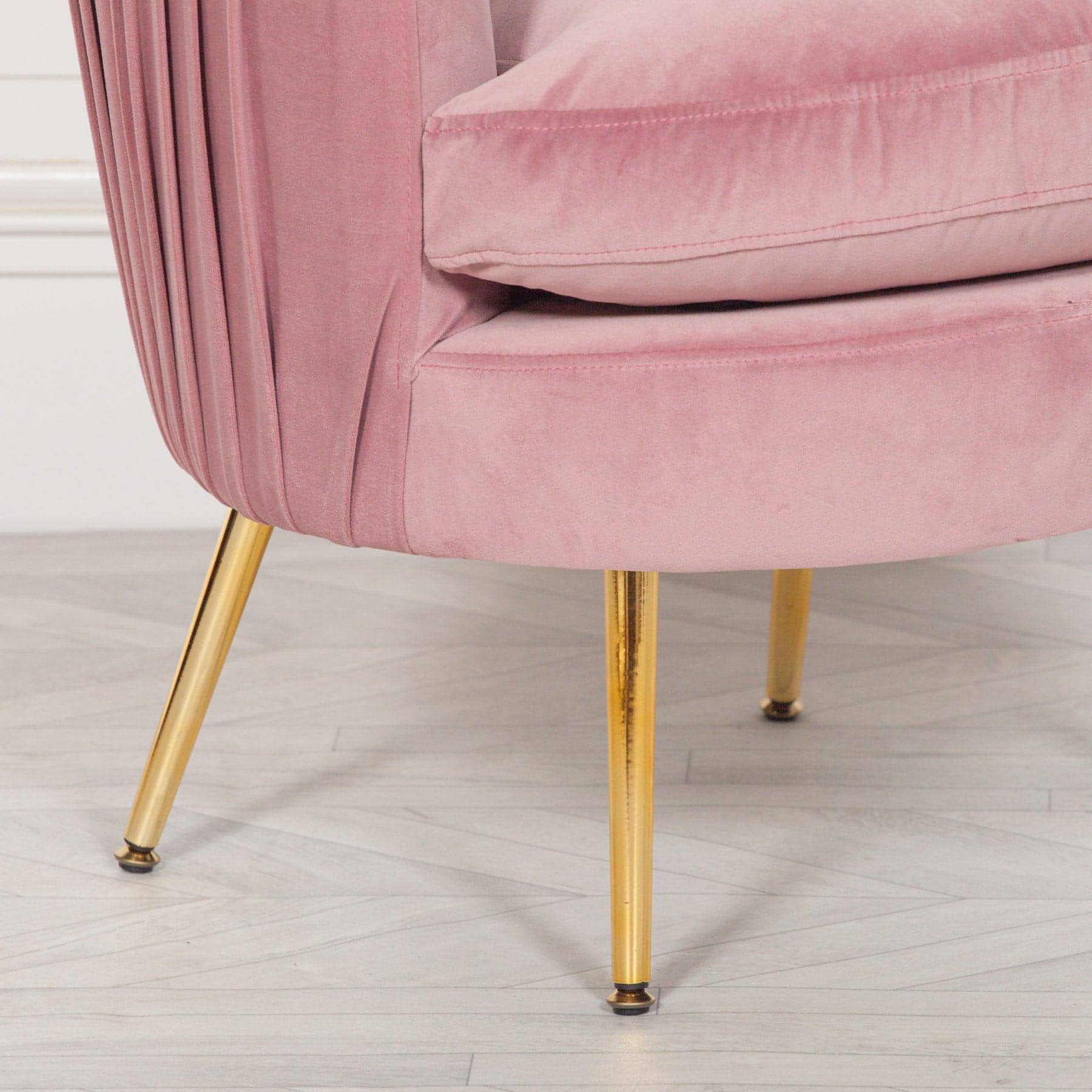 Pink Pleated Velvet Bedroom Chair - House of Altair