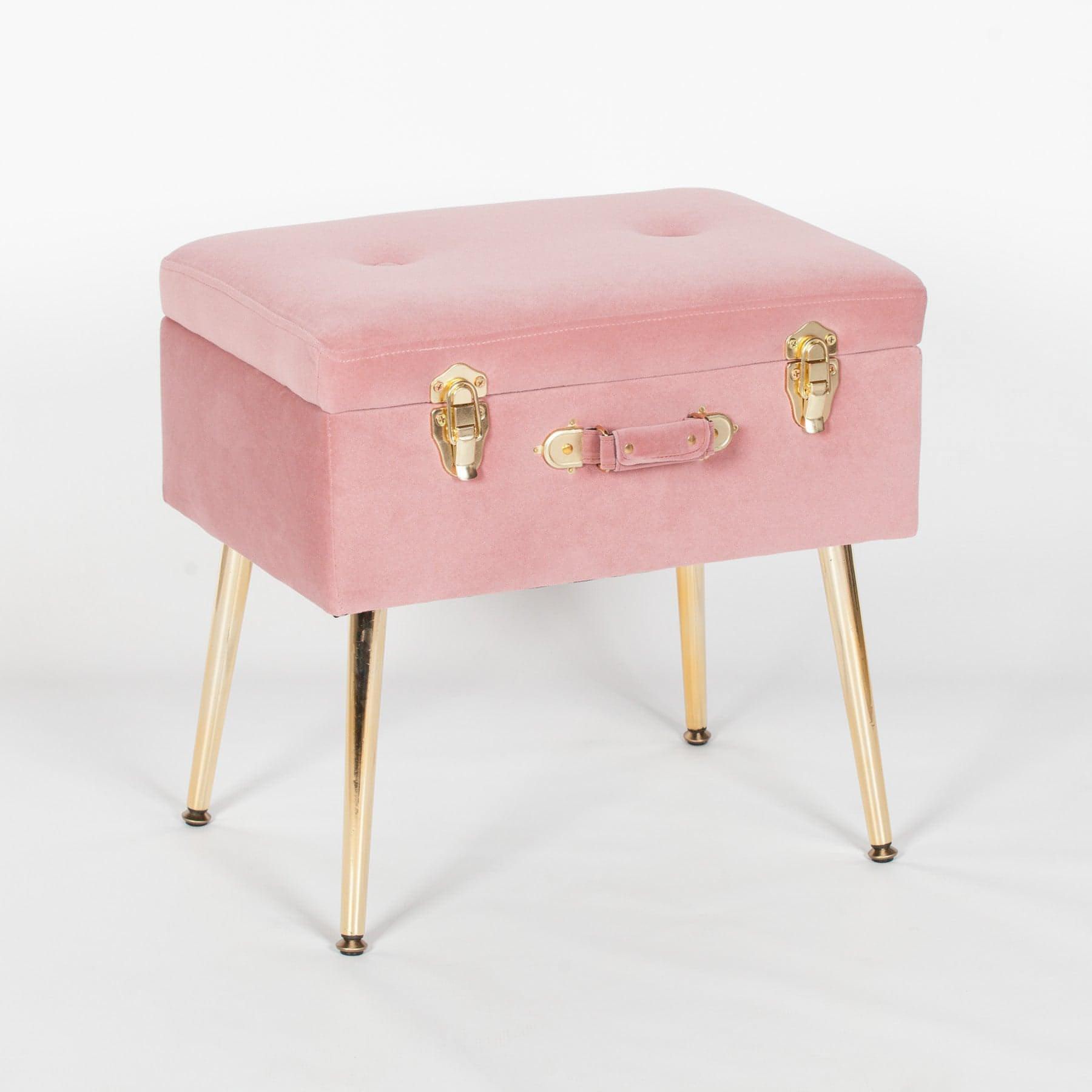 Pink Suitcase Stool with Gold Legs - House of Altair