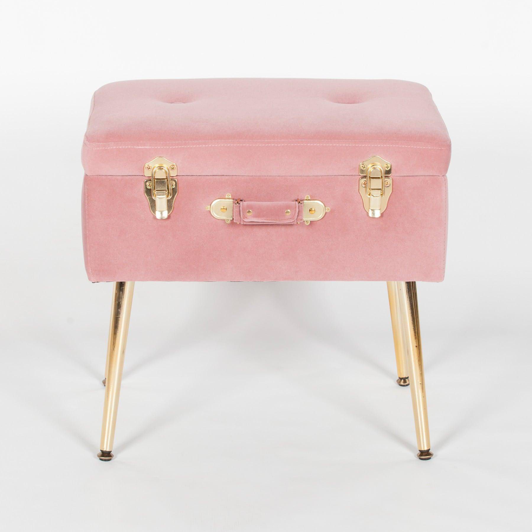 Pink Suitcase Stool with Gold Legs - House of Altair