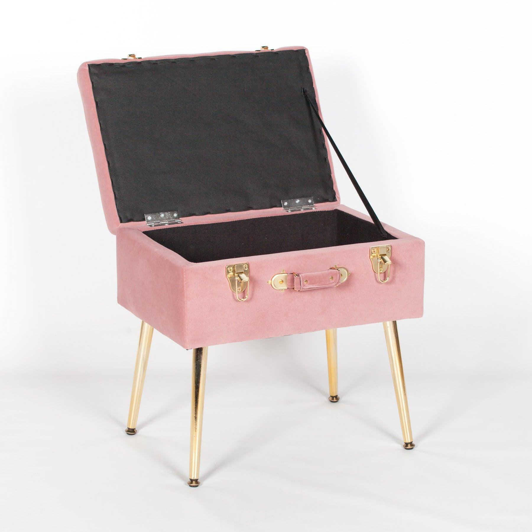 Pink Suitcase Stool with Gold Legs - House of Altair