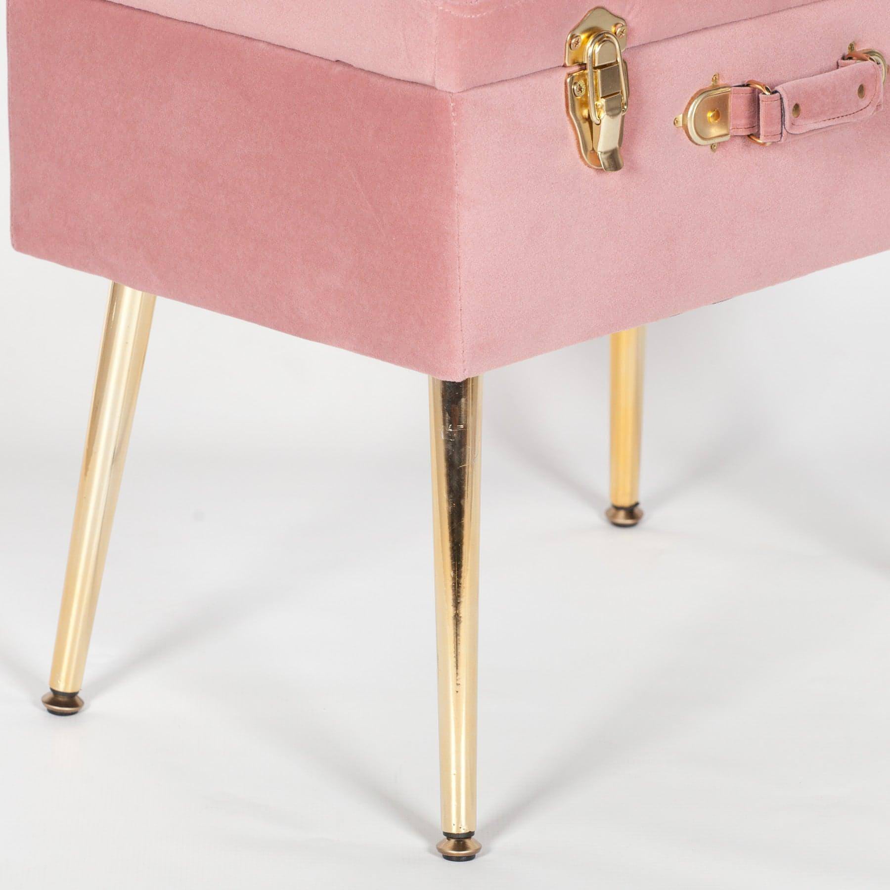 Pink Suitcase Stool with Gold Legs - House of Altair
