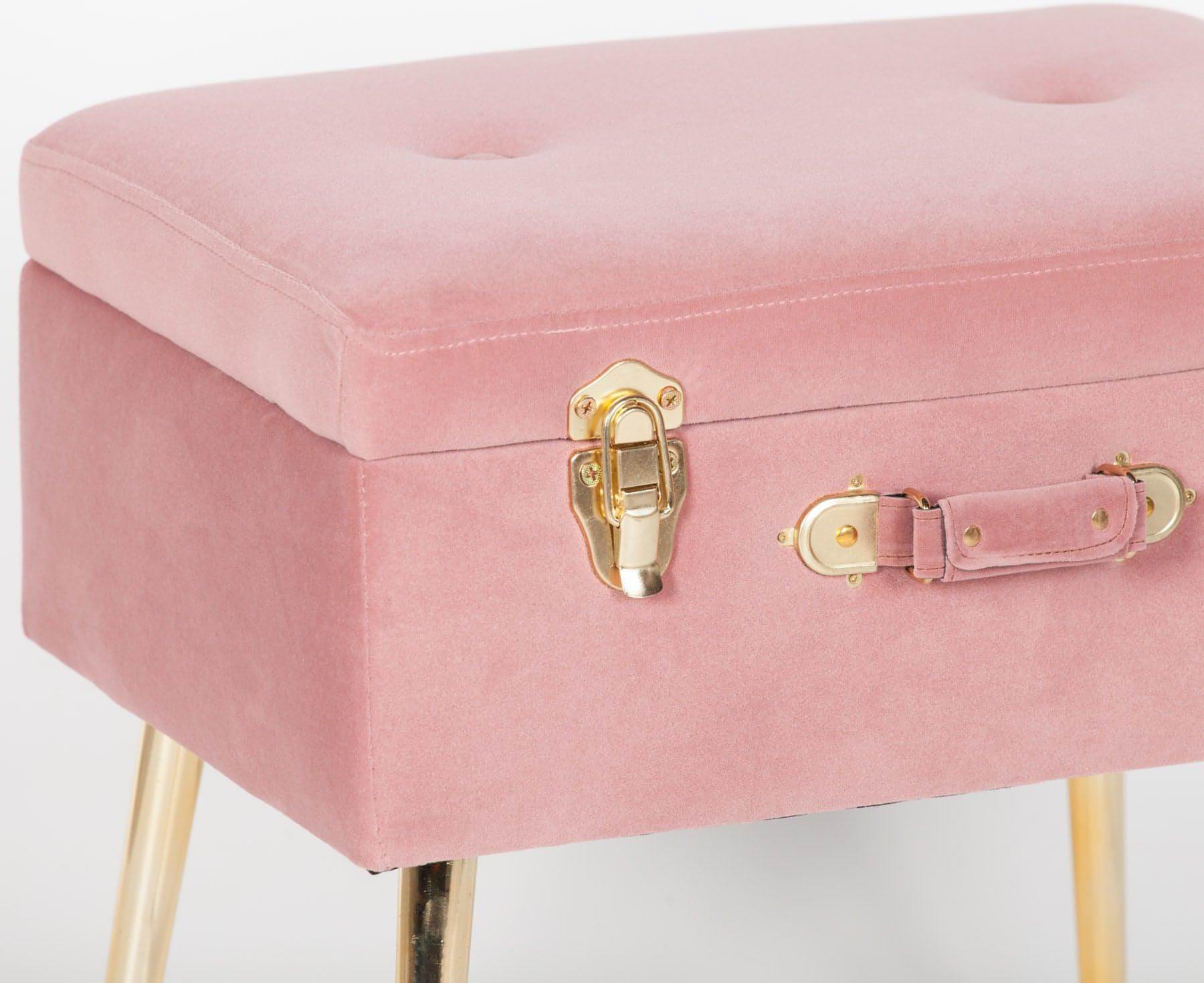 Pink Suitcase Stool with Gold Legs - House of Altair