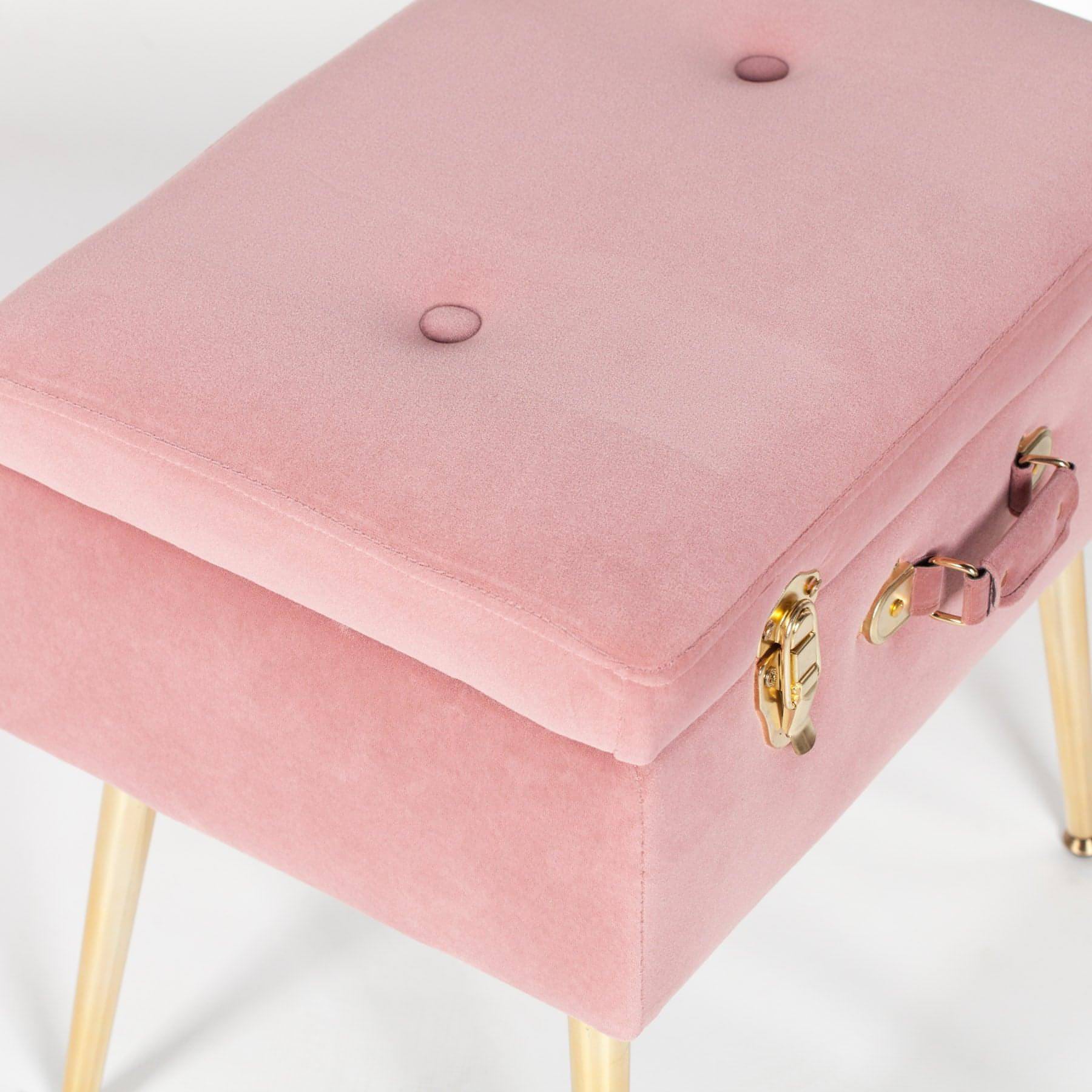 Pink Suitcase Stool with Gold Legs - House of Altair