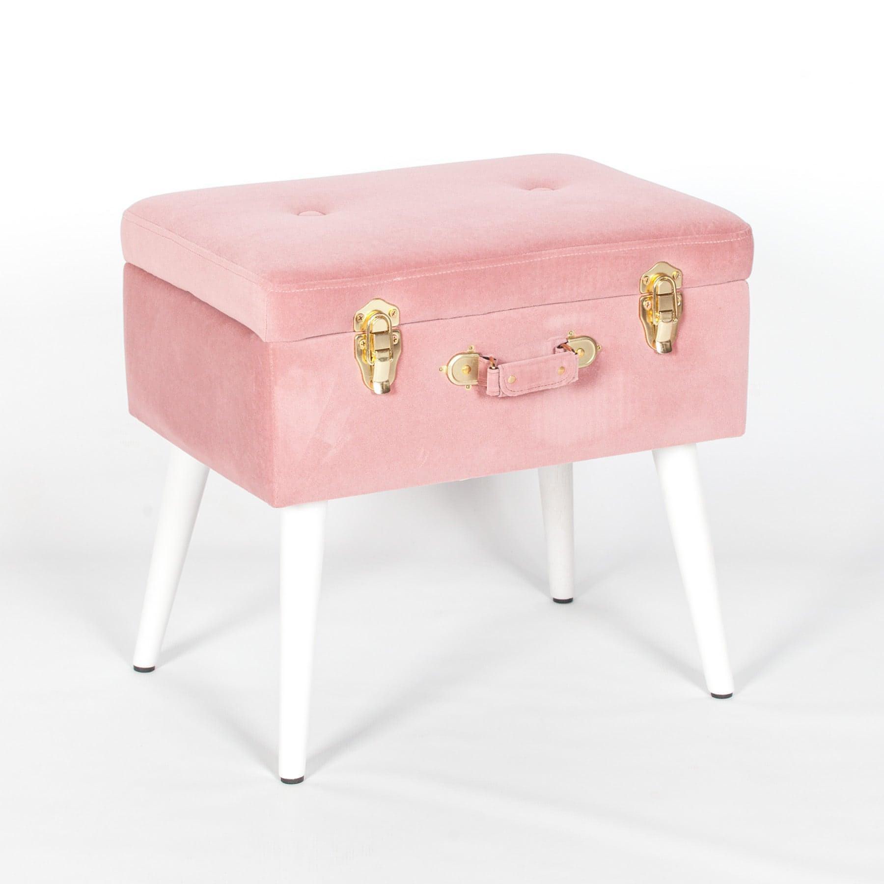 Pink Suitcase Stool with White Legs - House of Altair