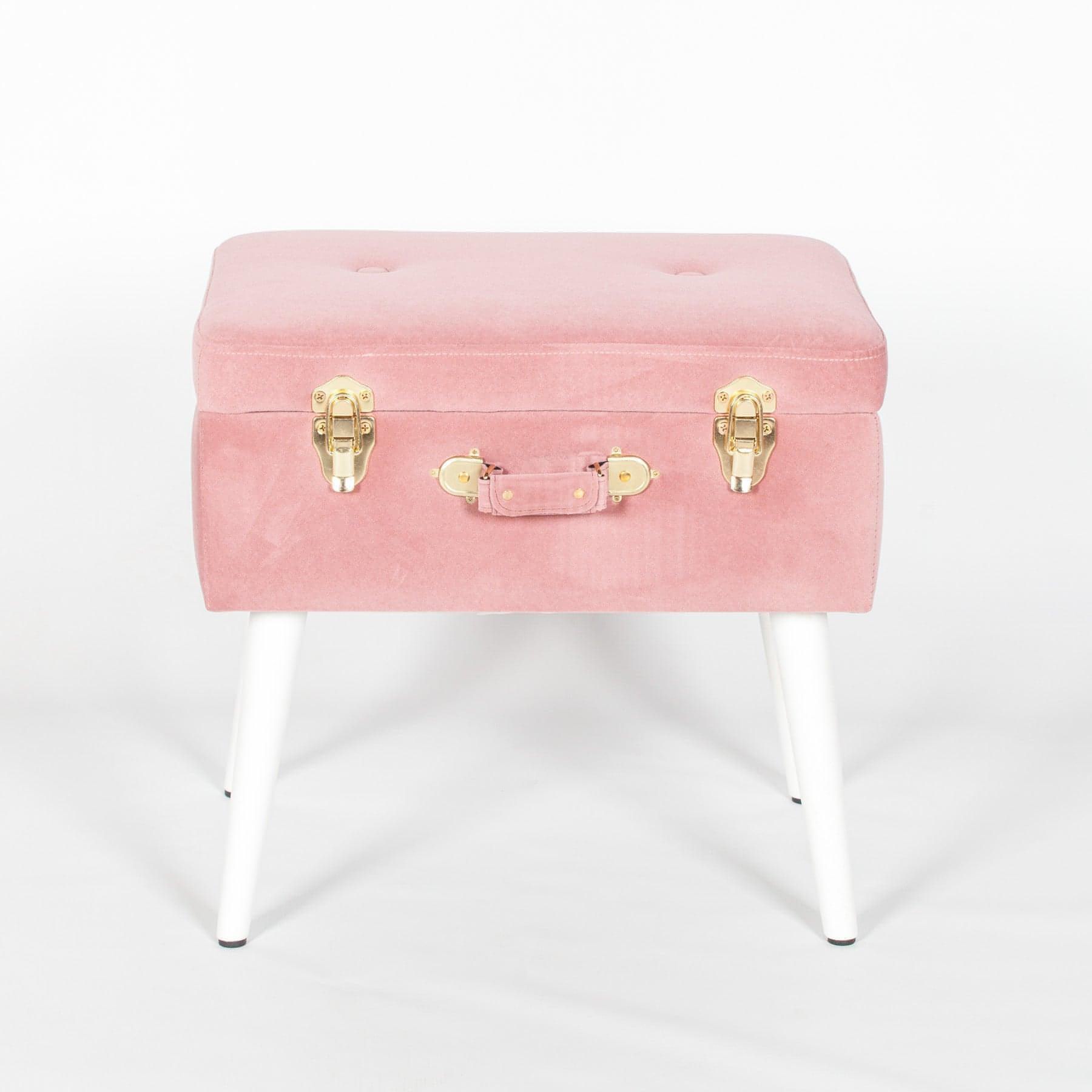 Pink Suitcase Stool with White Legs - House of Altair