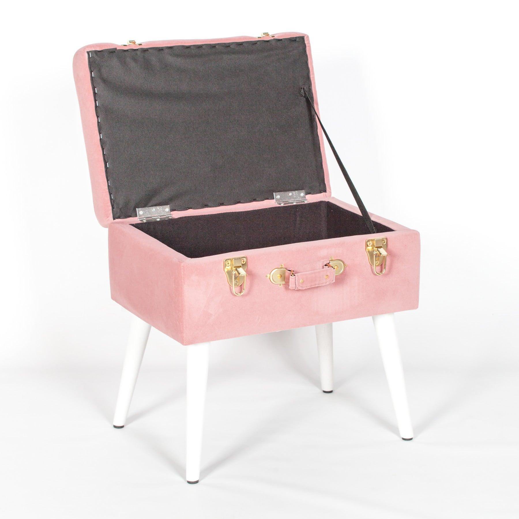 Pink Suitcase Stool with White Legs - House of Altair