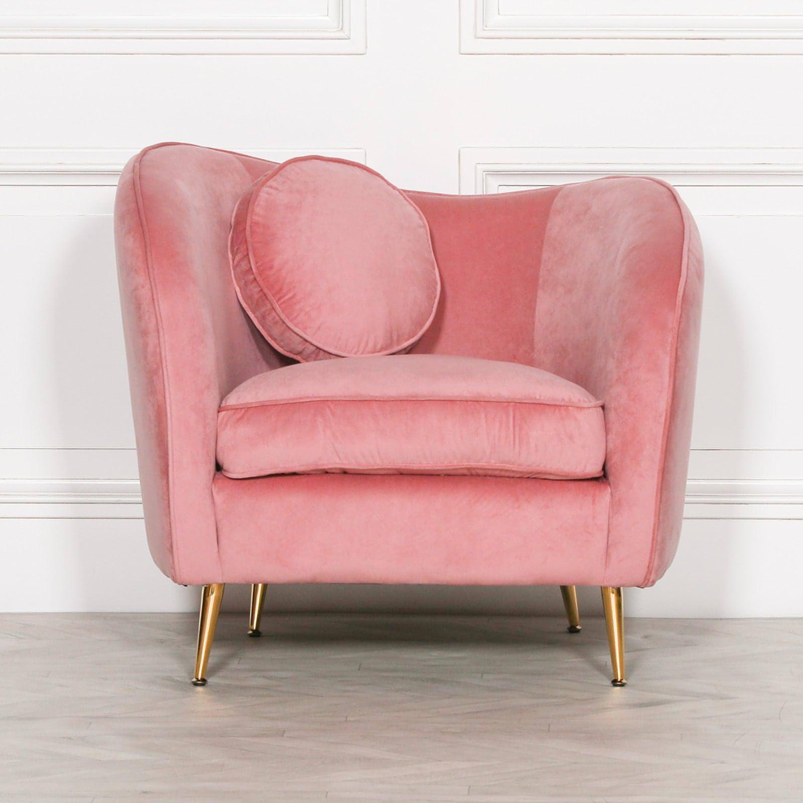 Pink Velvet Armchair with Cushion - House of Altair