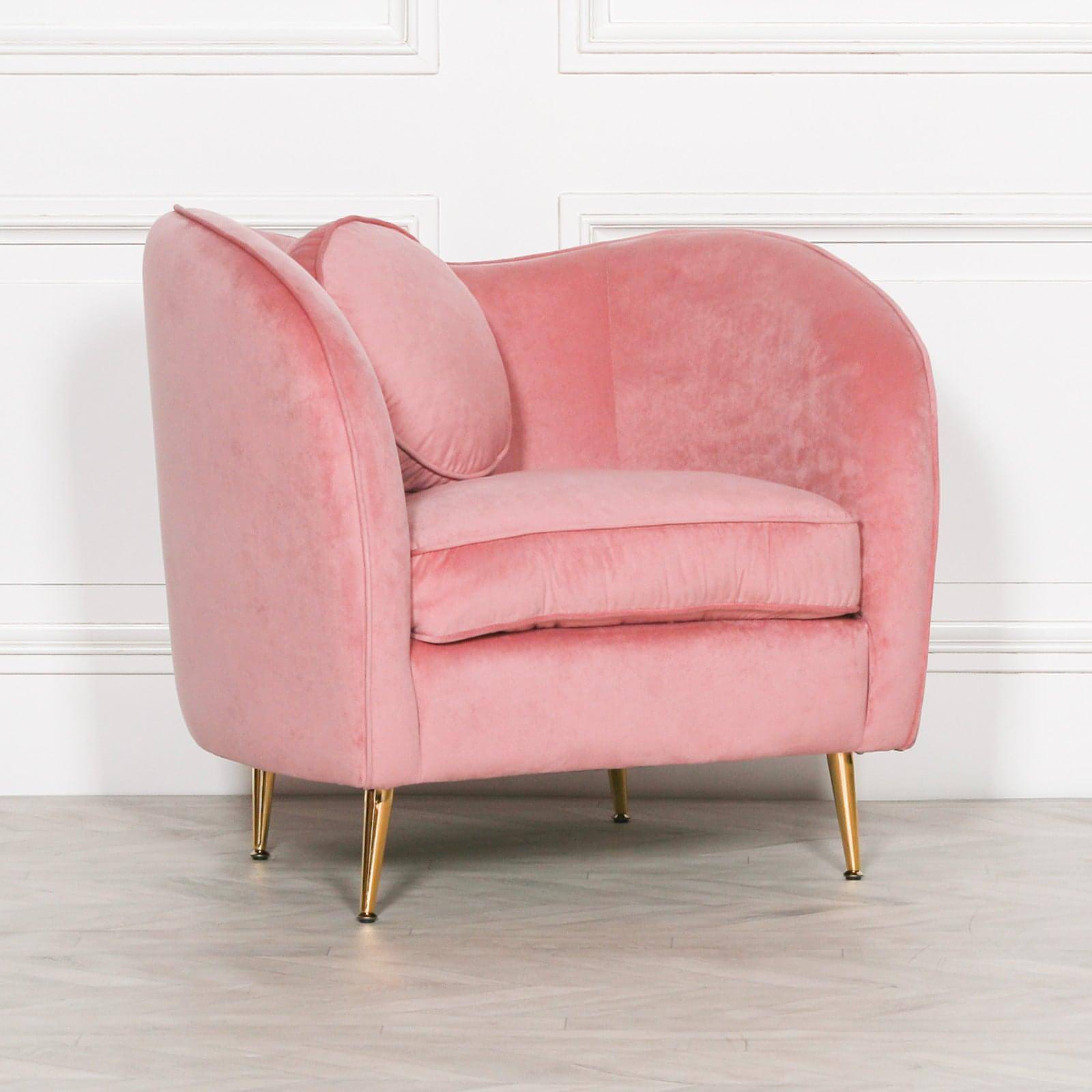 Pink Velvet Armchair with Cushion - House of Altair